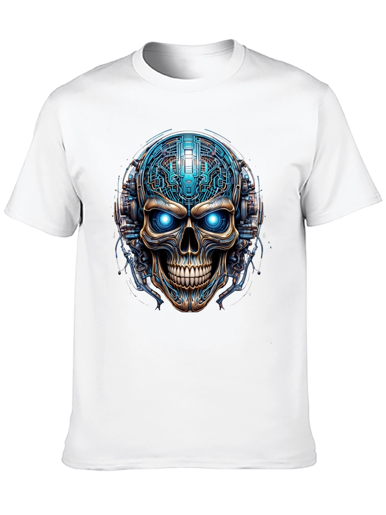 Cyberpunk Skull T-Shirt - Futuristic Tech Graphic Tee
