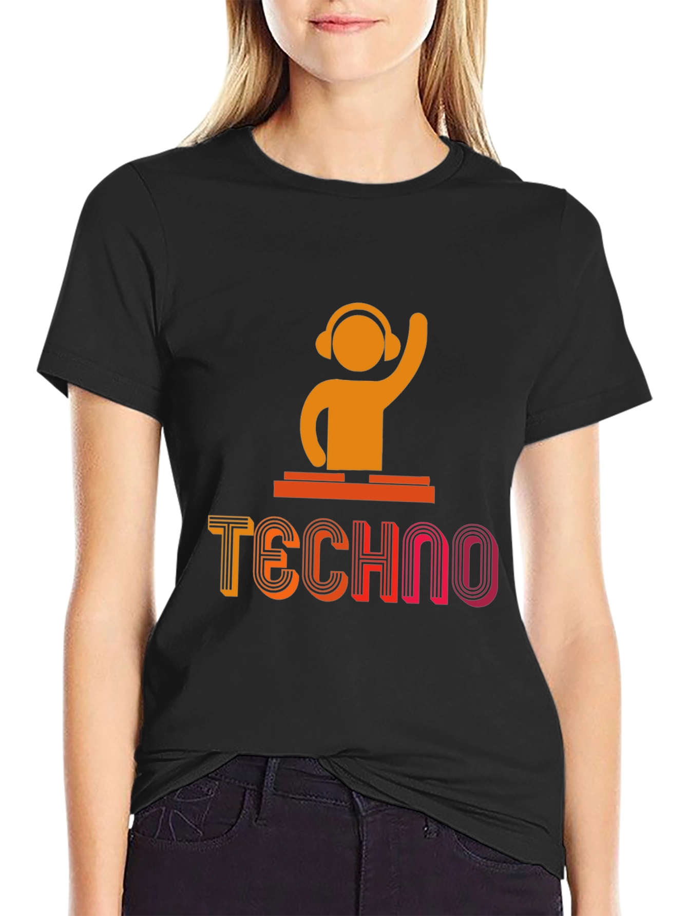 Techno DJ Graphic T-Shirt - Black