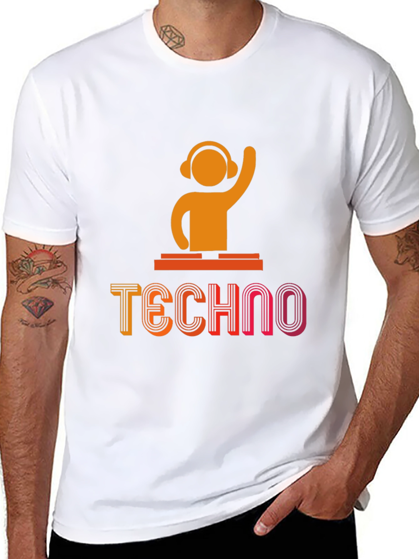 Techno DJ Graphic T-Shirt - Black