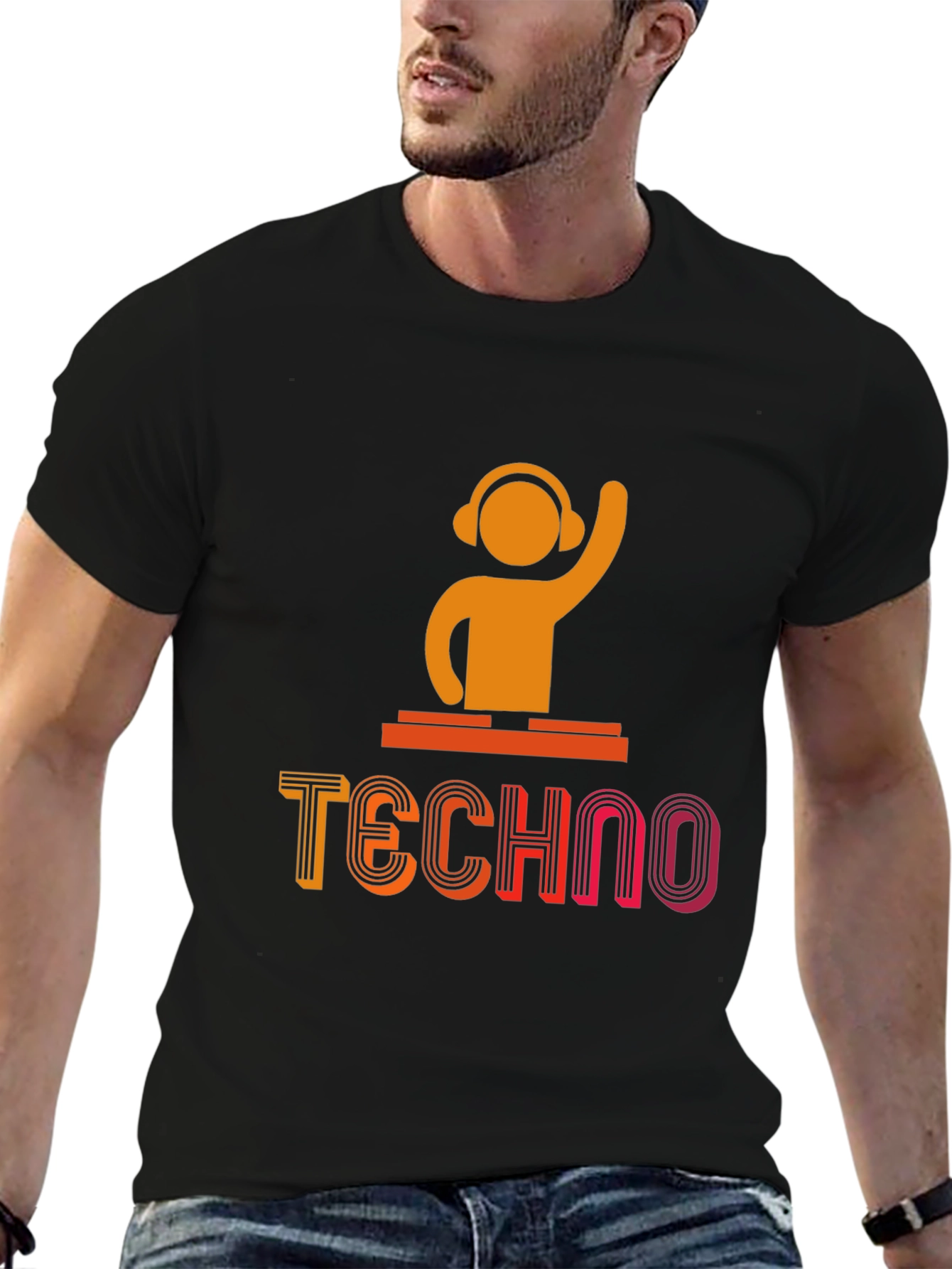 Techno DJ Graphic T-Shirt - Black