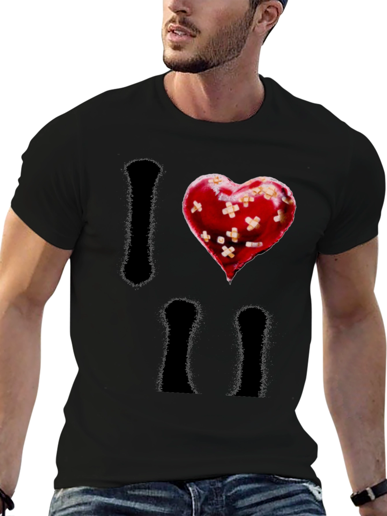 I Heart Bandages Mens Black T-Shirt