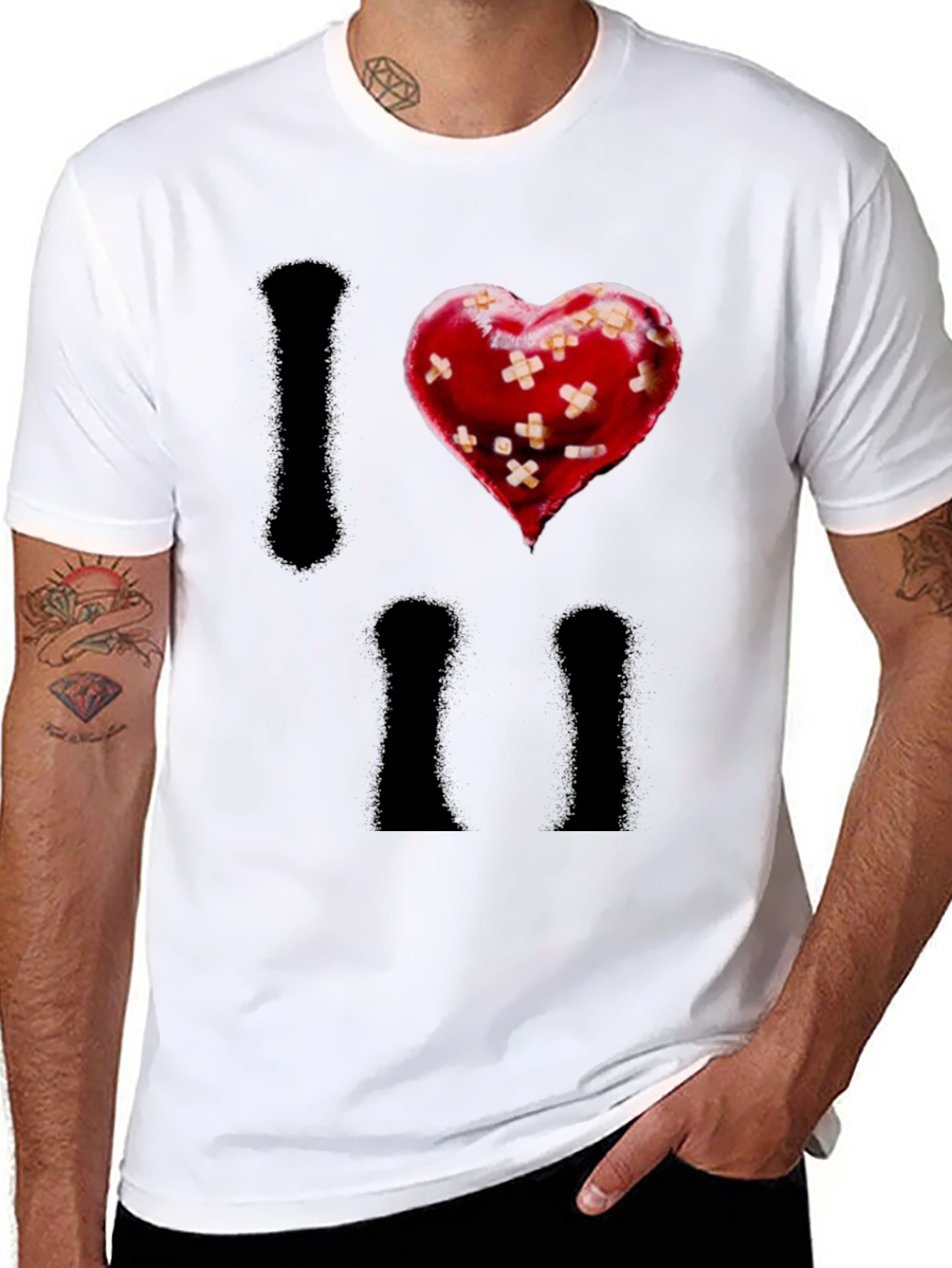 I Heart Bandages Mens Black T-Shirt