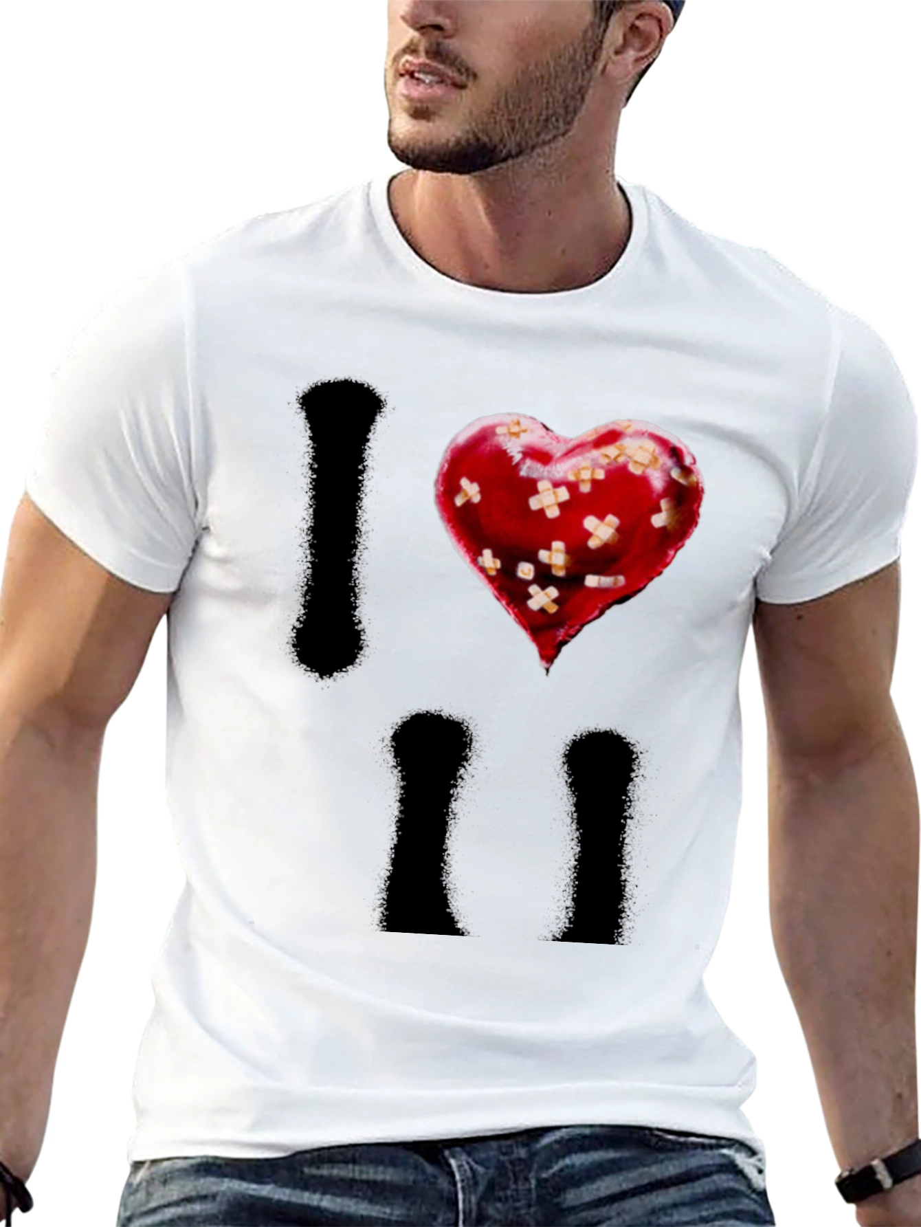 I Heart Bandages Mens Black T-Shirt