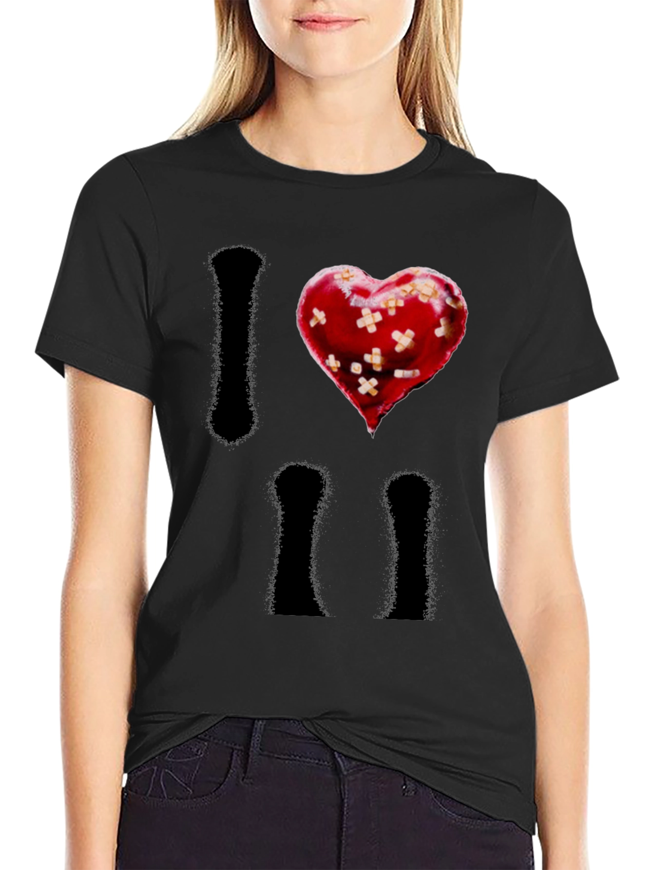 I Heart Bandages Mens Black T-Shirt