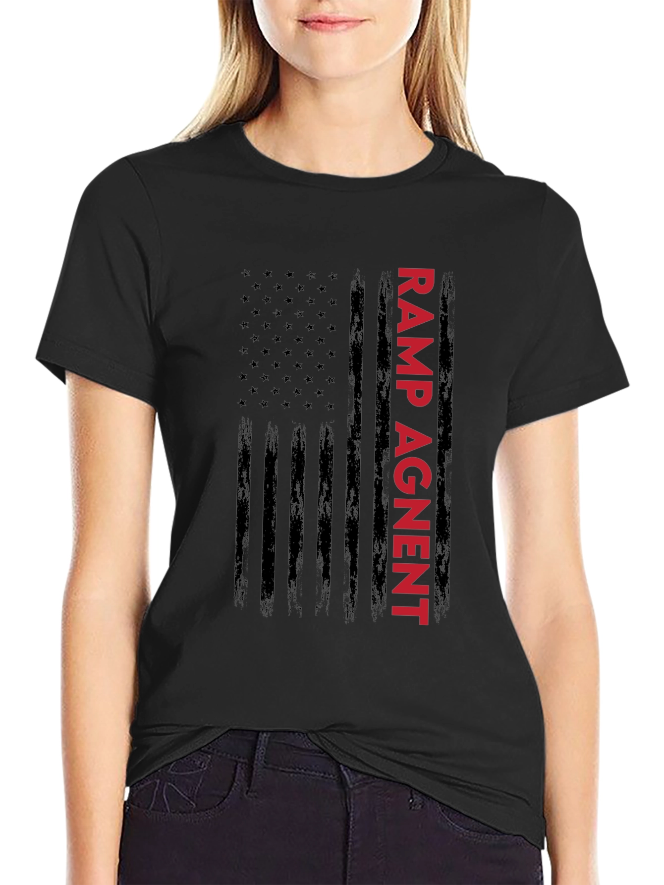Ramp Agent American Flag Graphic Tee - Black