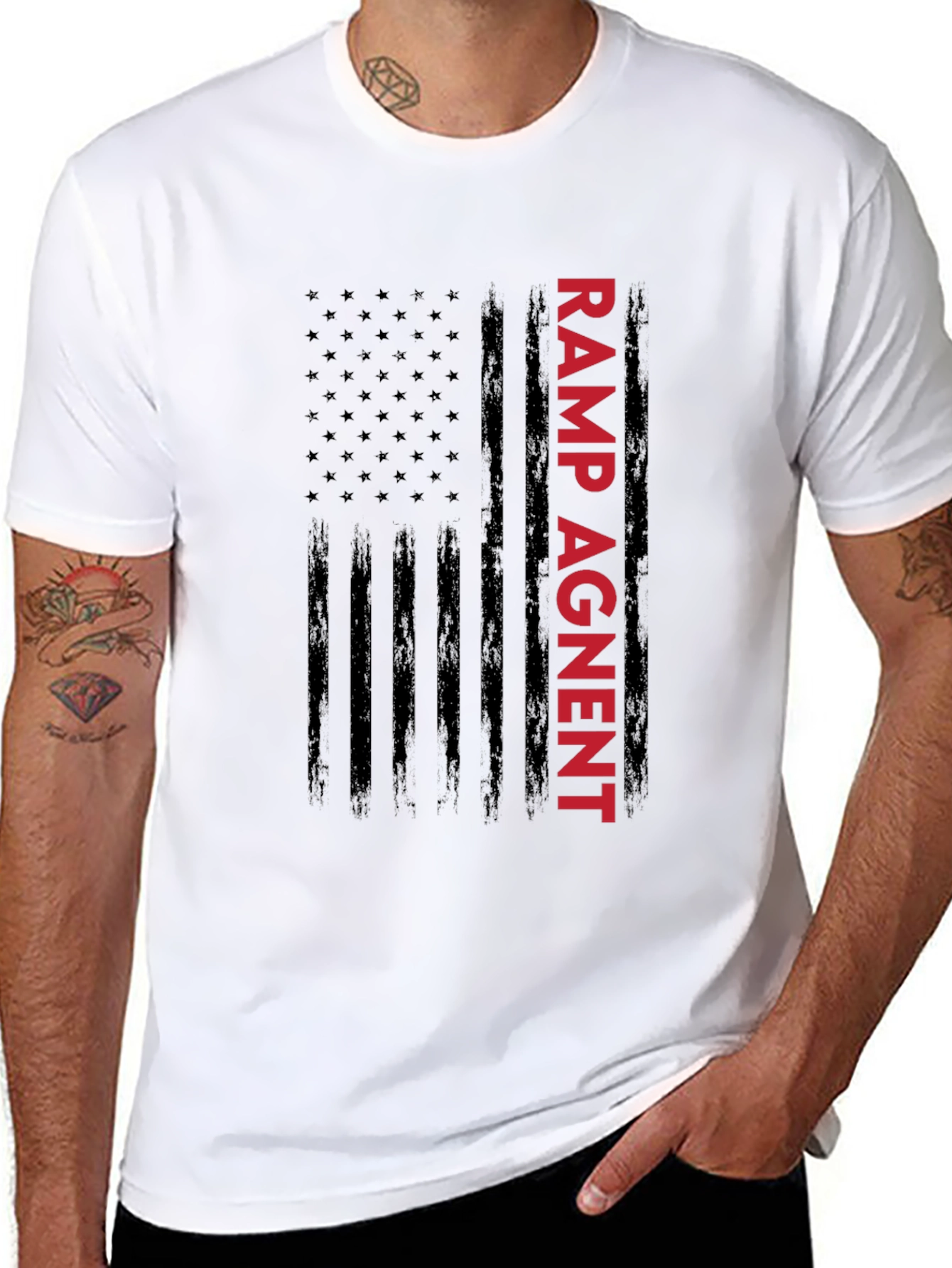 Ramp Agent American Flag Graphic Tee - Black