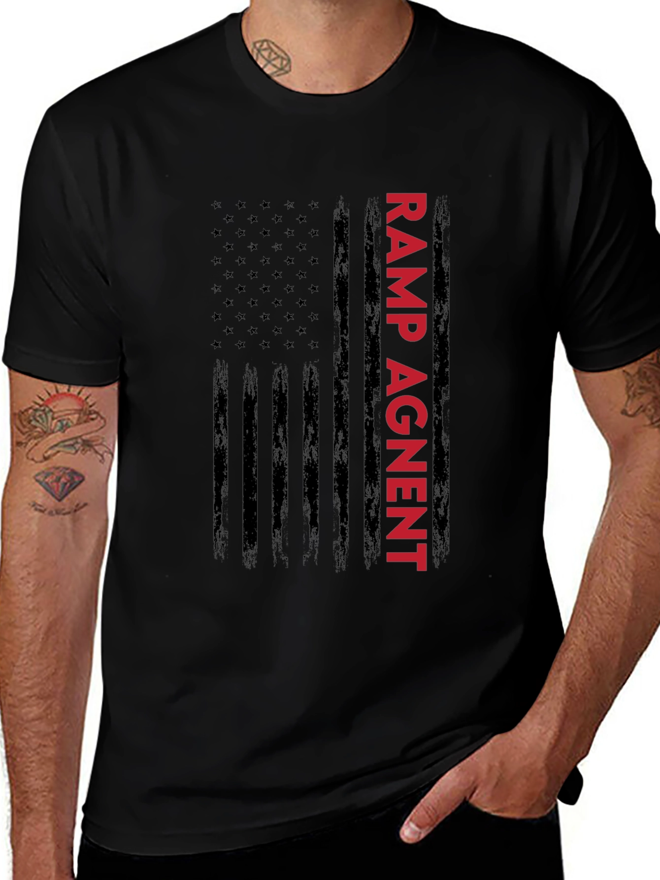 Ramp Agent American Flag Graphic Tee - Black