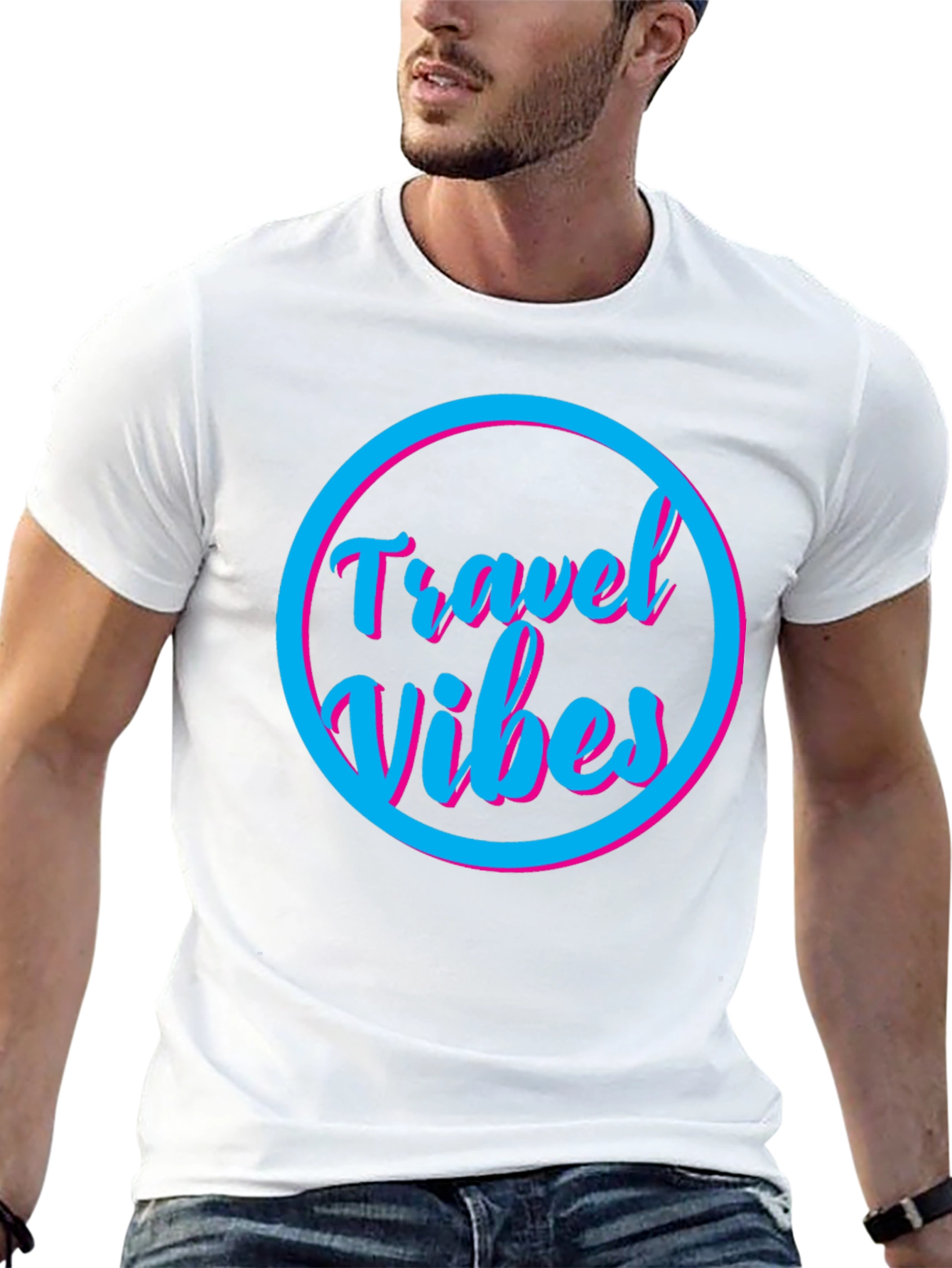 Travel Vibes Graphic Tee - Black Cotton T-Shirt