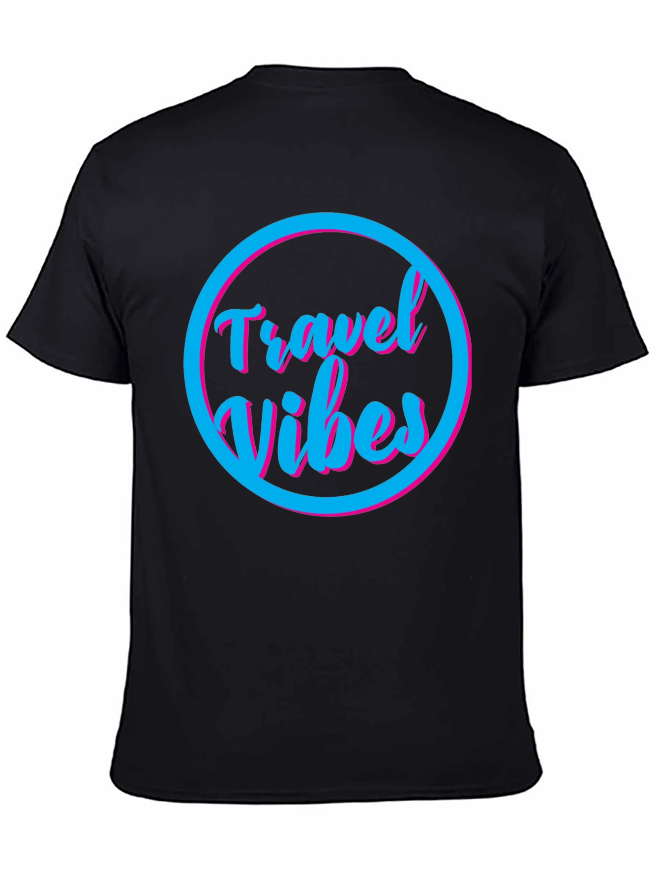 Travel Vibes Graphic Tee - Black Cotton T-Shirt