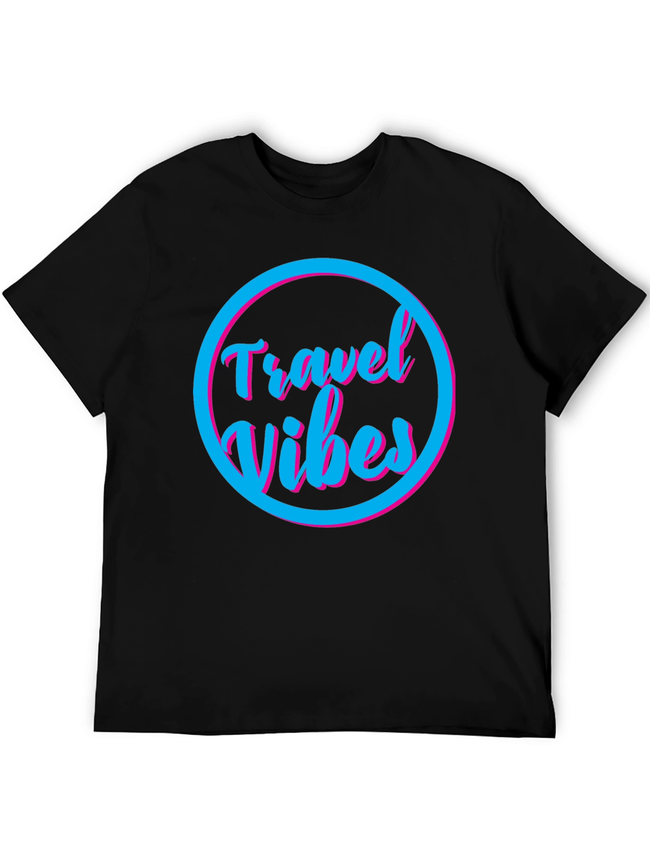 Travel Vibes Graphic Tee - Black Cotton T-Shirt