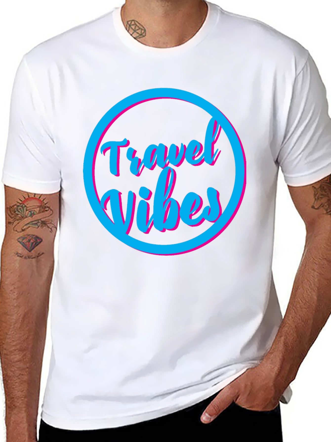 Travel Vibes Graphic Tee - Black Cotton T-Shirt