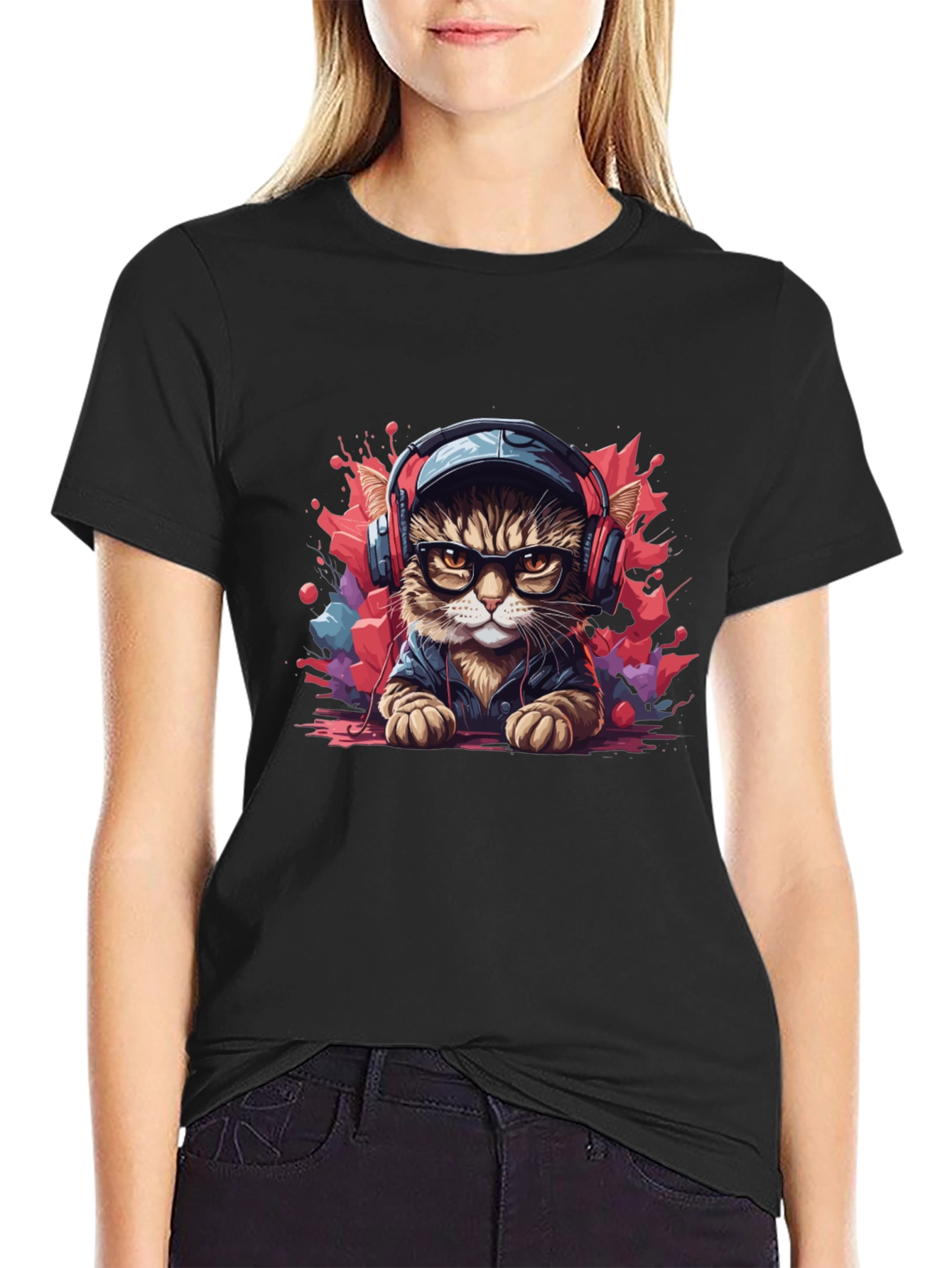 Cool Cat Graphic Tee - DJ Cat T-Shirt