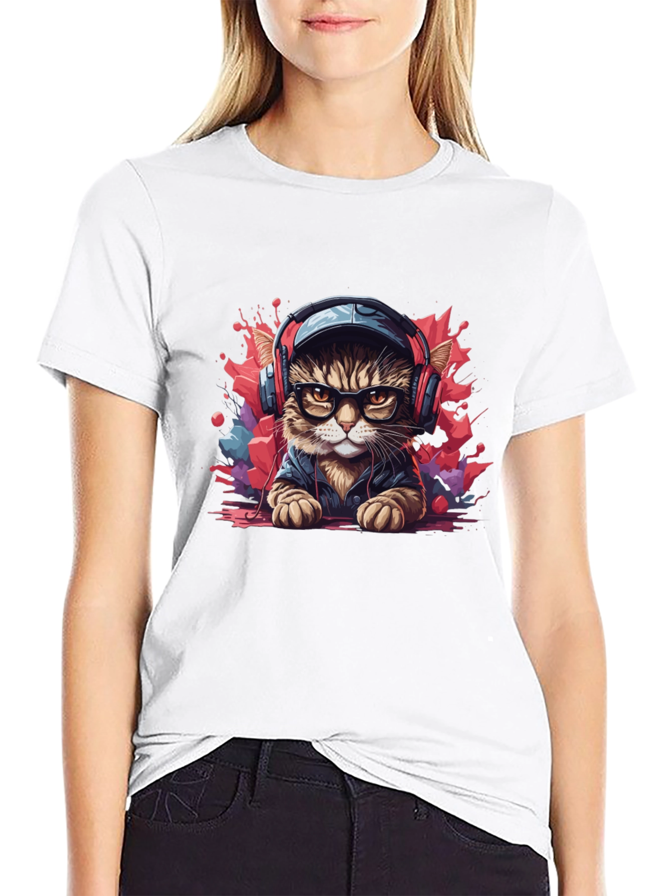 Cool Cat Graphic Tee - DJ Cat T-Shirt