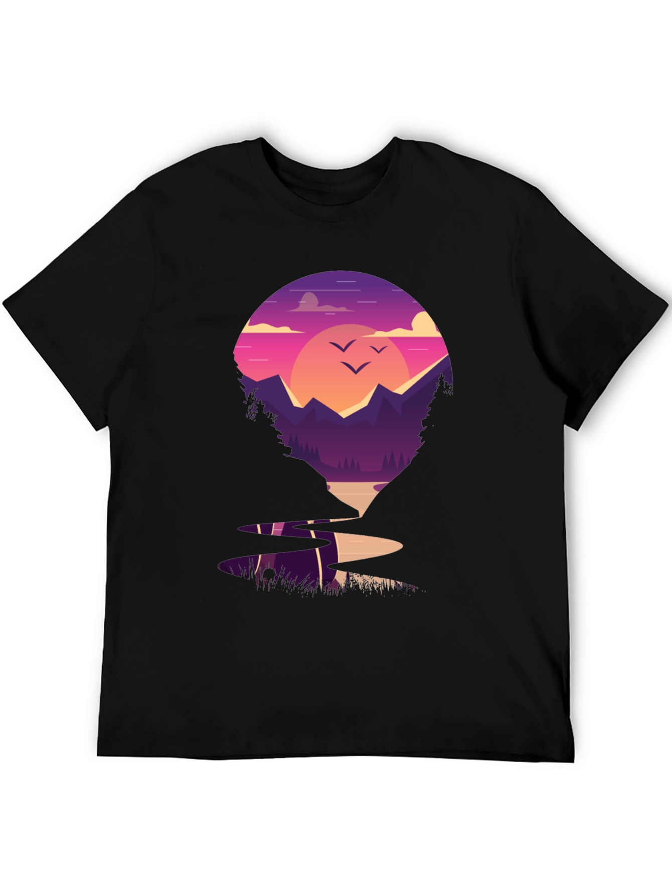 Sunset Mountain Graphic Tee - Nature Lovers T-Shirt