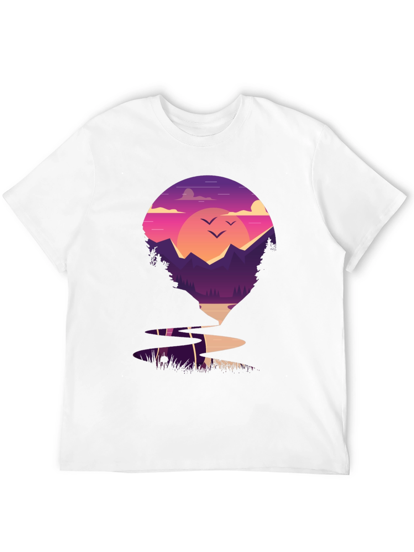Sunset Mountain Graphic Tee - Nature Lovers T-Shirt