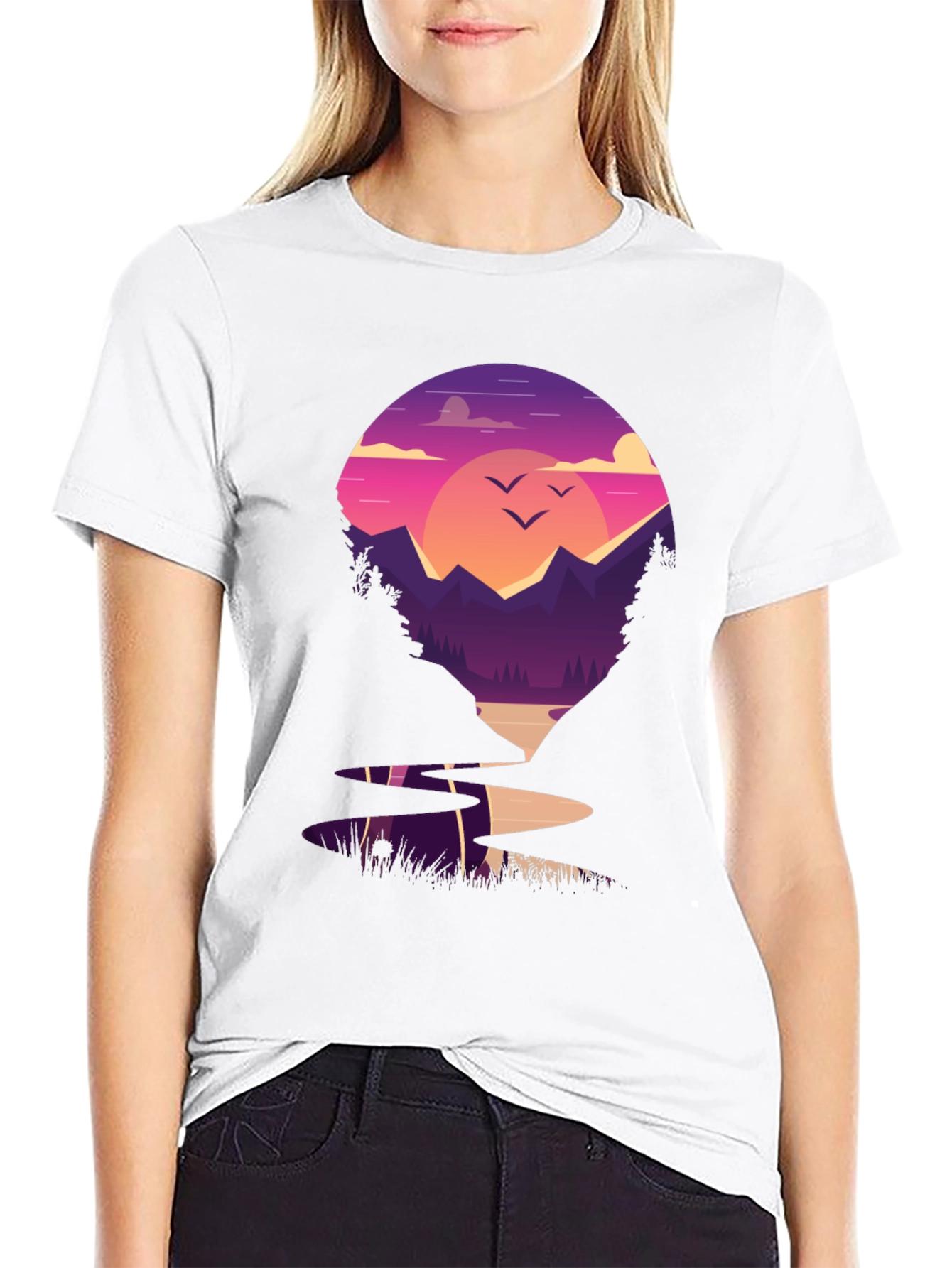 Sunset Mountain Graphic Tee - Nature Lovers T-Shirt