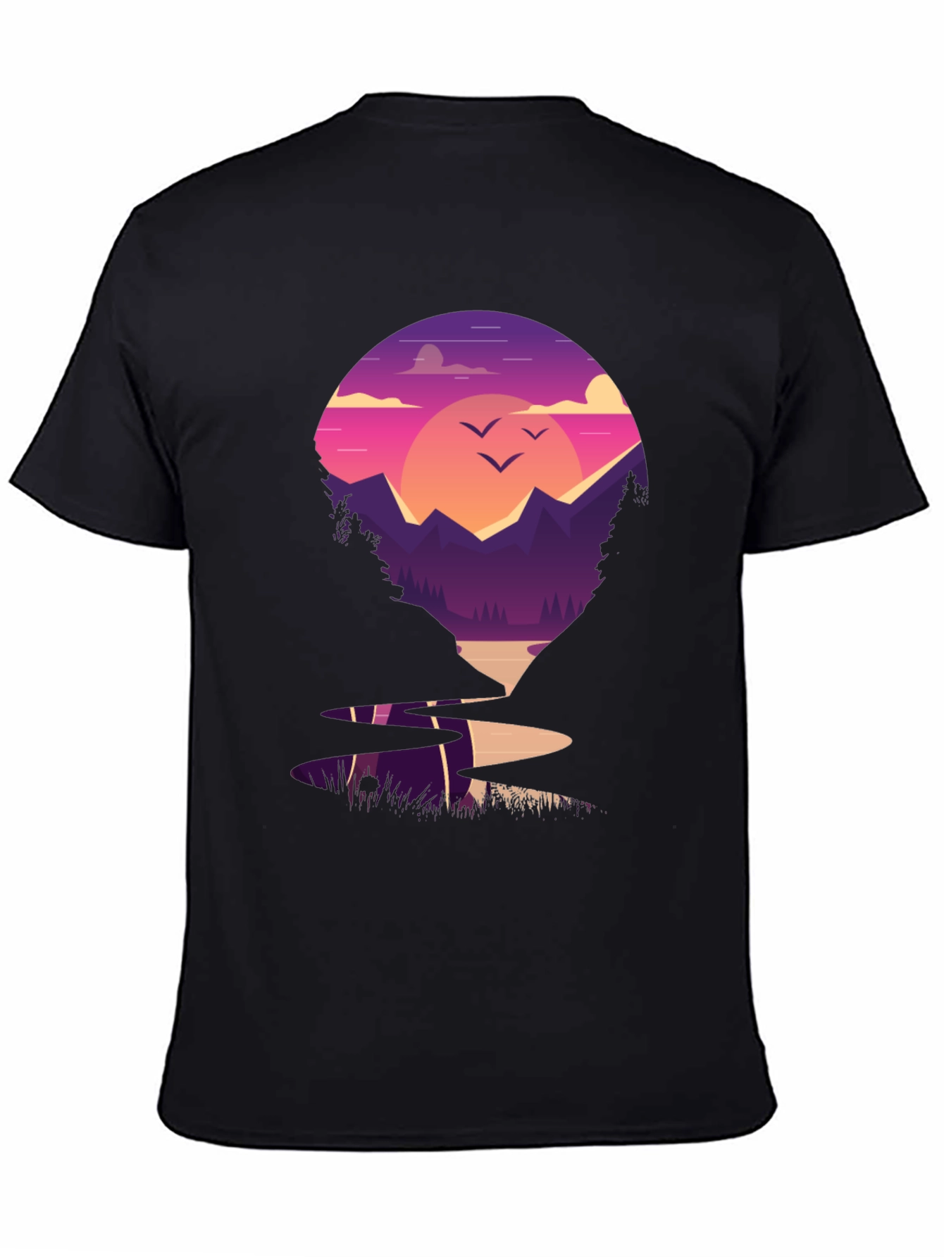 Sunset Mountain Graphic Tee - Nature Lovers T-Shirt