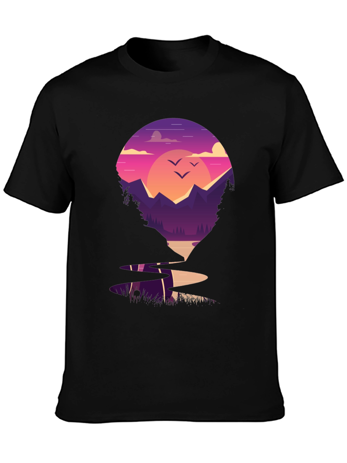 Sunset Mountain Graphic Tee - Nature Lovers T-Shirt