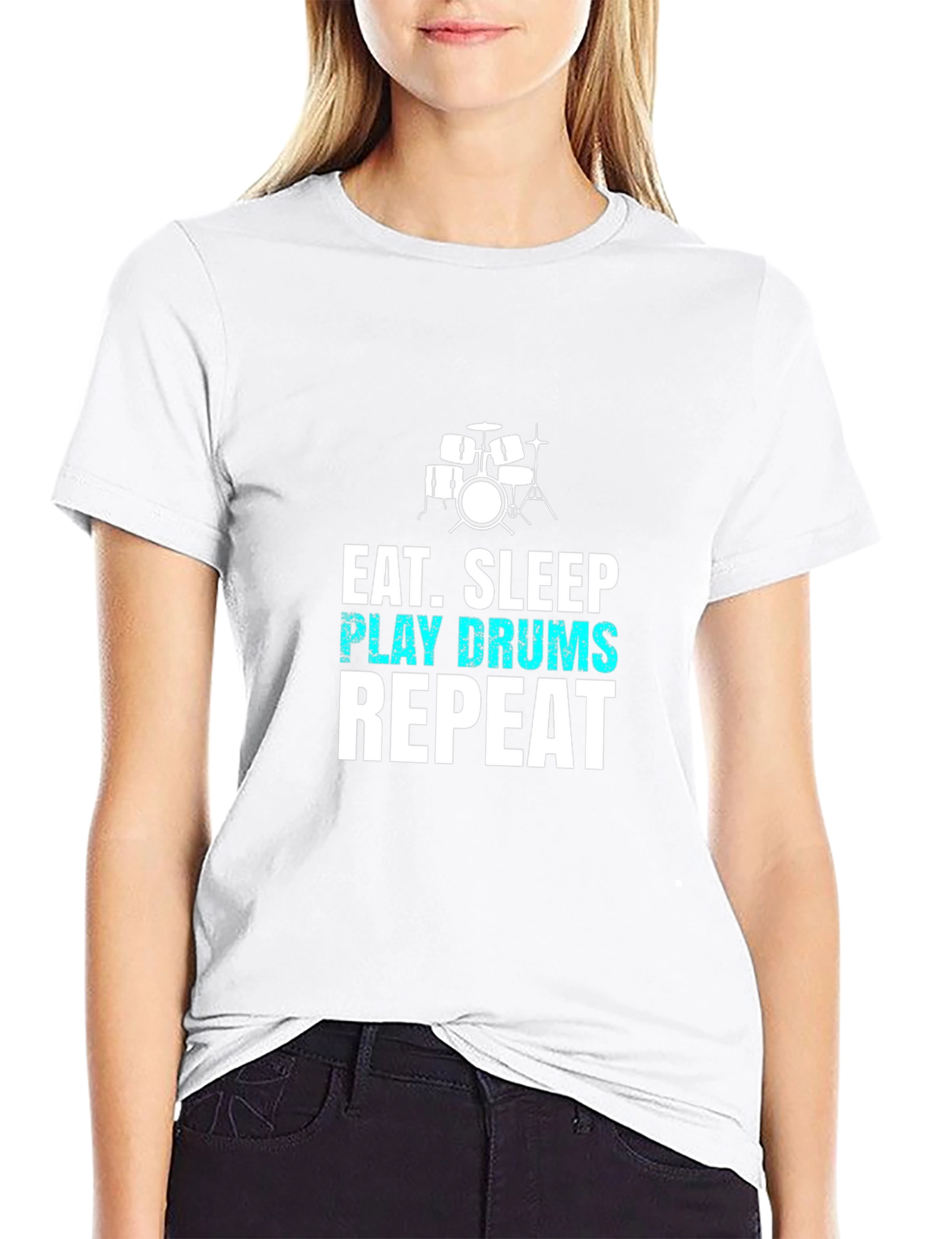 Eat Sleep Play Drums Repeat Black T-Shirt