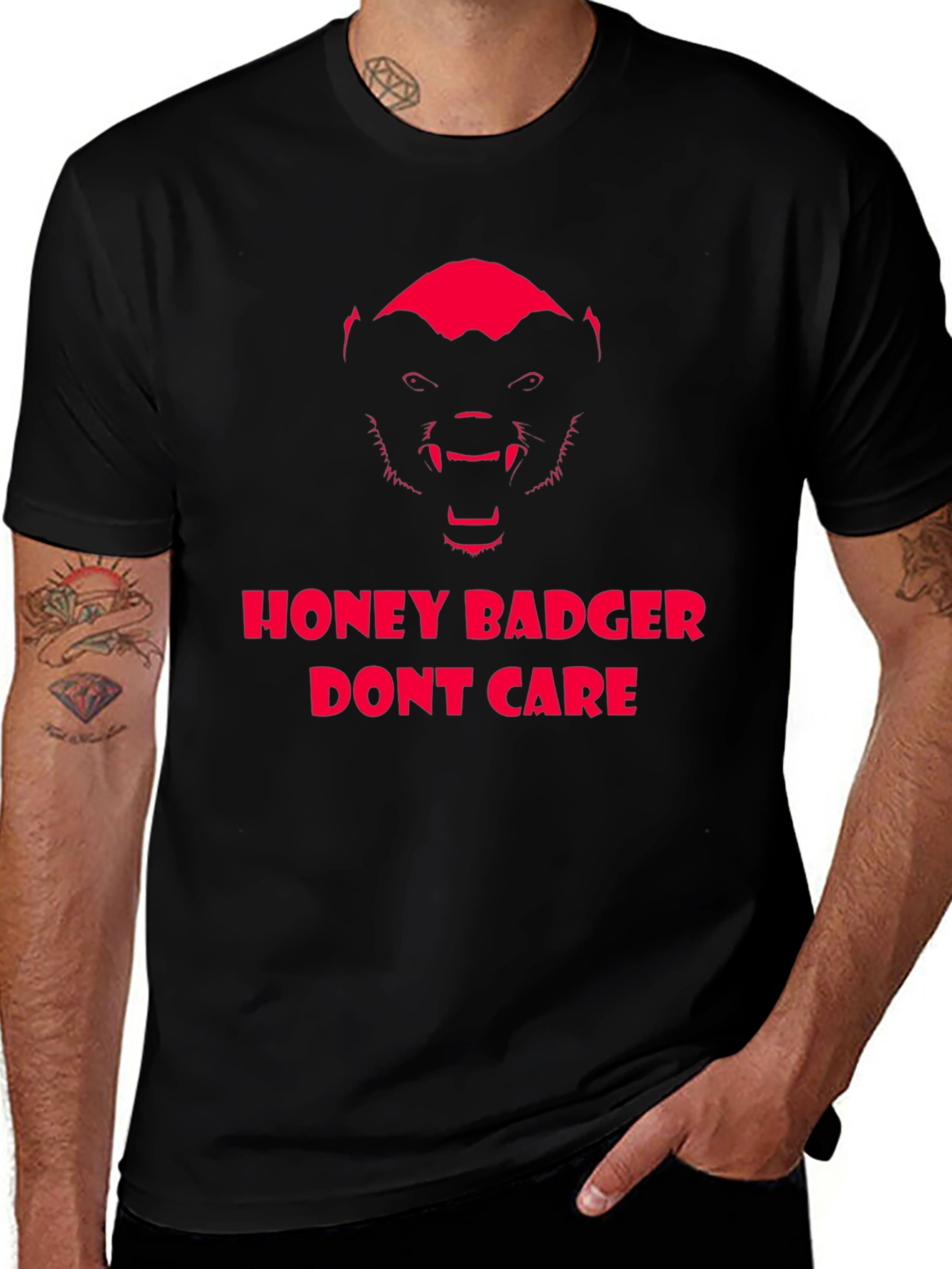 Honey Badger Dont Care Graphic Tee - Black