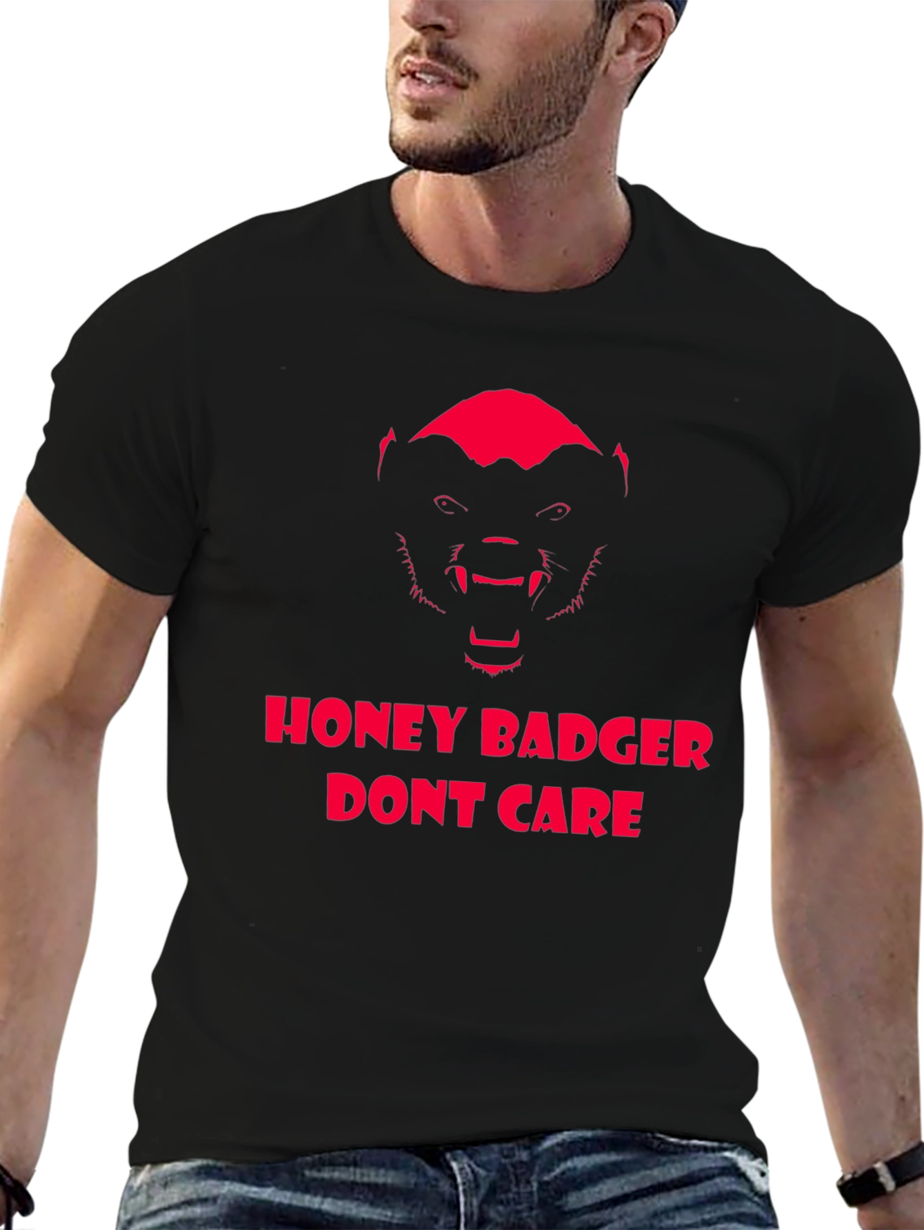 Honey Badger Dont Care Graphic Tee - Black