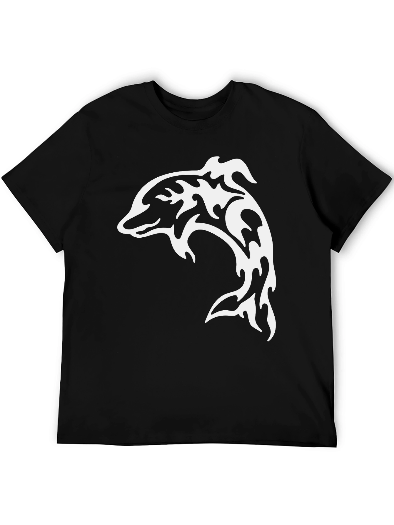 Tribal Dolphin Graphic Tee - Black