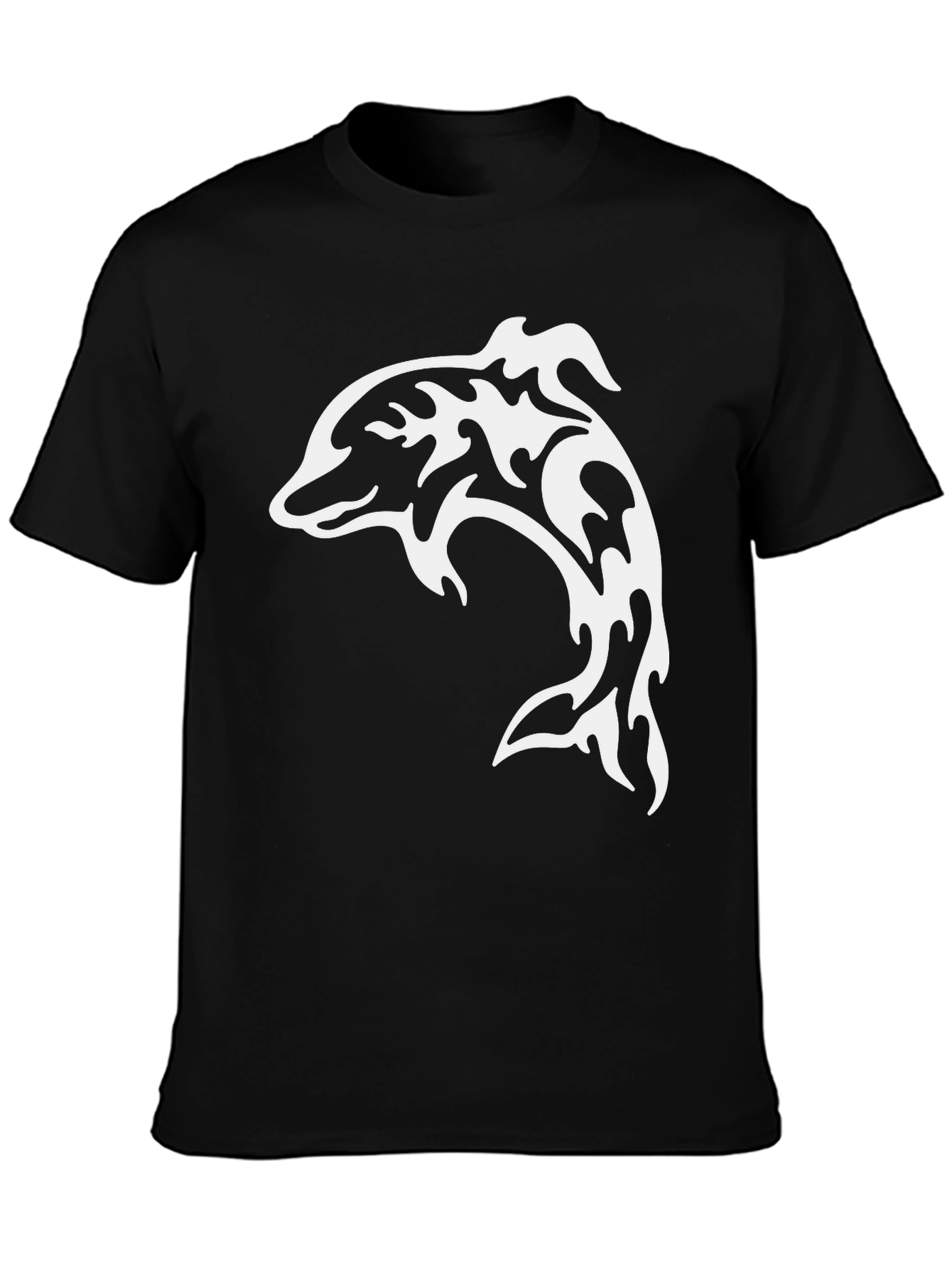 Tribal Dolphin Graphic Tee - Black