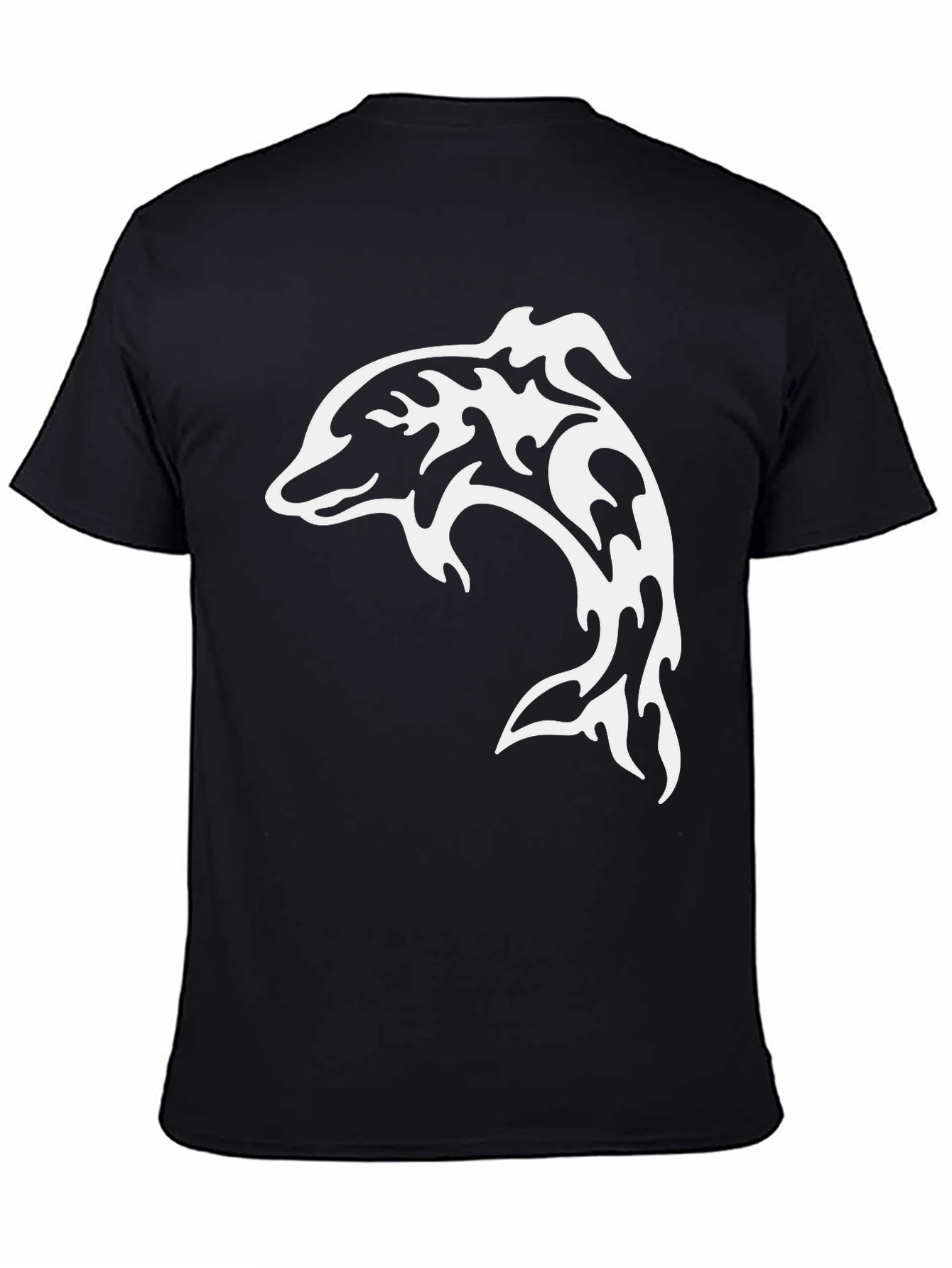 Tribal Dolphin Graphic Tee - Black
