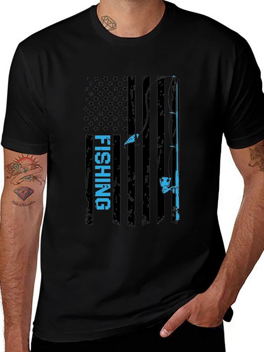 Fishing Flag T-Shirt - Patriotic Angler Tee