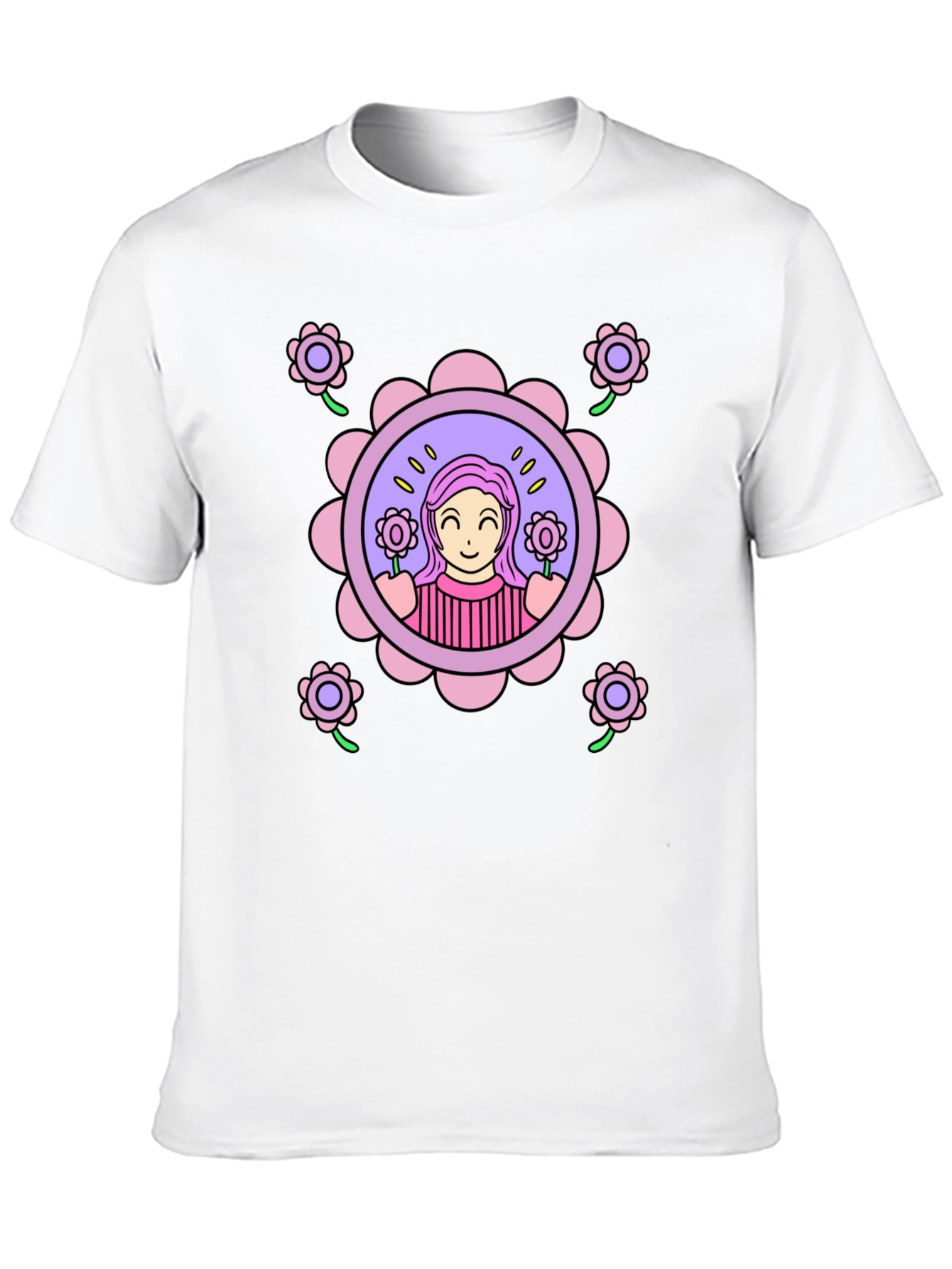 Floral Girl Graphic T-Shirt - Fun & Stylish