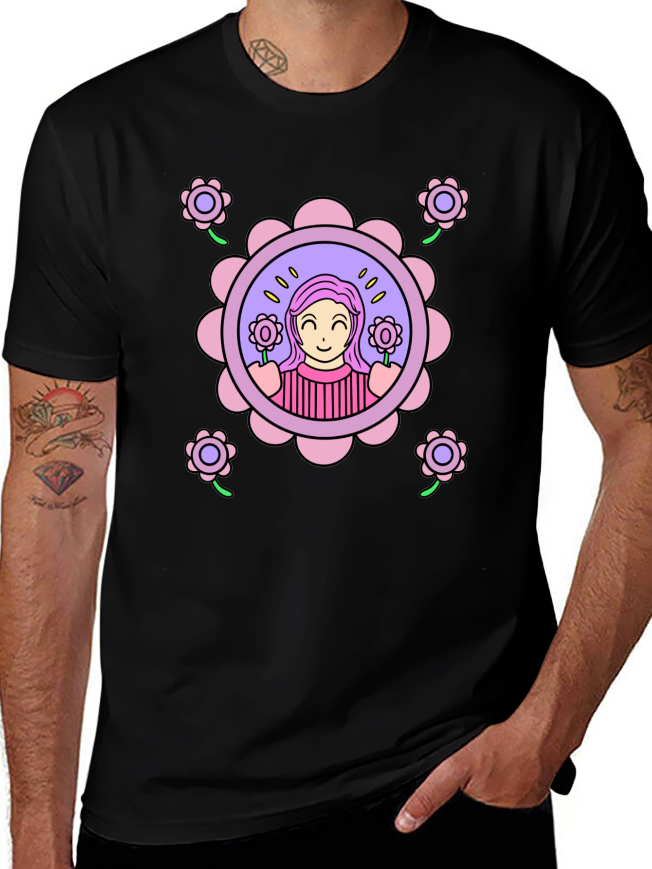 Floral Girl Graphic T-Shirt - Fun & Stylish