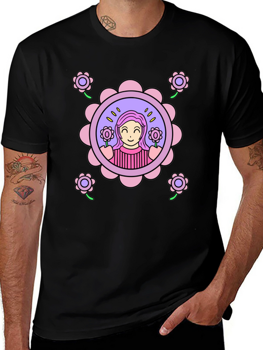 Floral Girl Graphic T-Shirt - Fun & Stylish