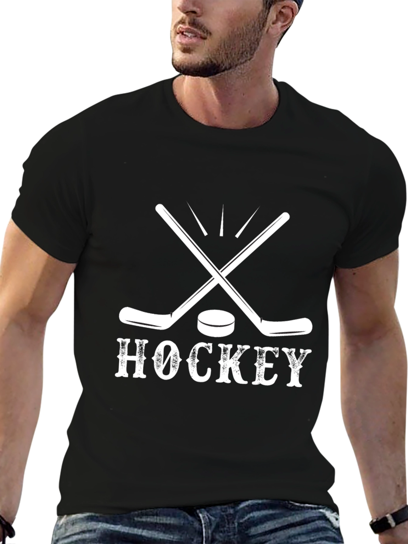 Hockey Graphic Tee - Cross Sticks & Puck Design
