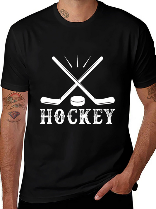 Hockey Graphic Tee - Cross Sticks & Puck Design