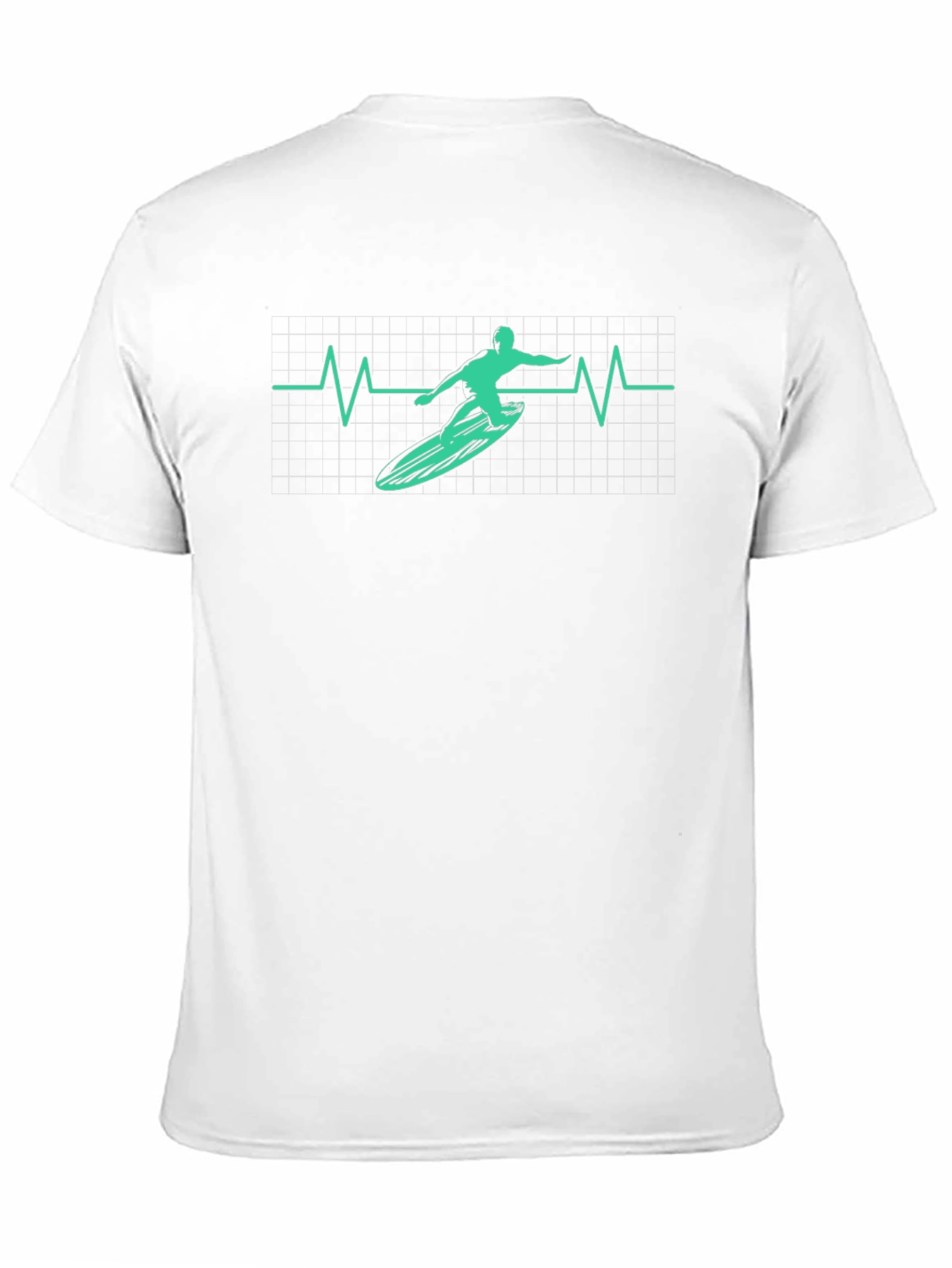 Surfing Heartbeat Graphic Tee - Black Cotton T-Shirt