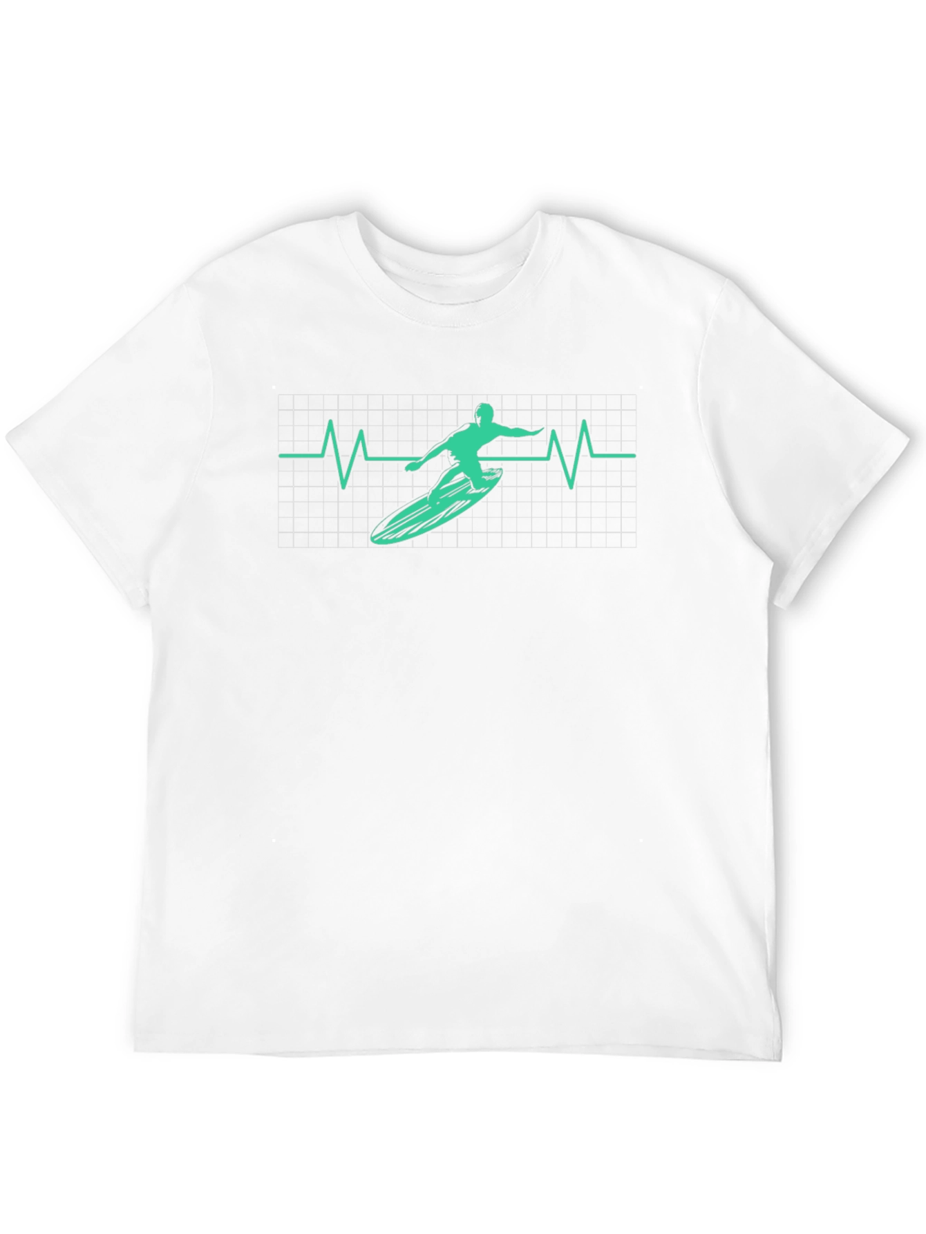 Surfing Heartbeat Graphic Tee - Black Cotton T-Shirt