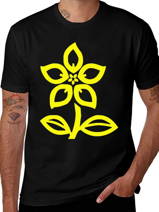Black T-Shirt with Yellow Flower Design