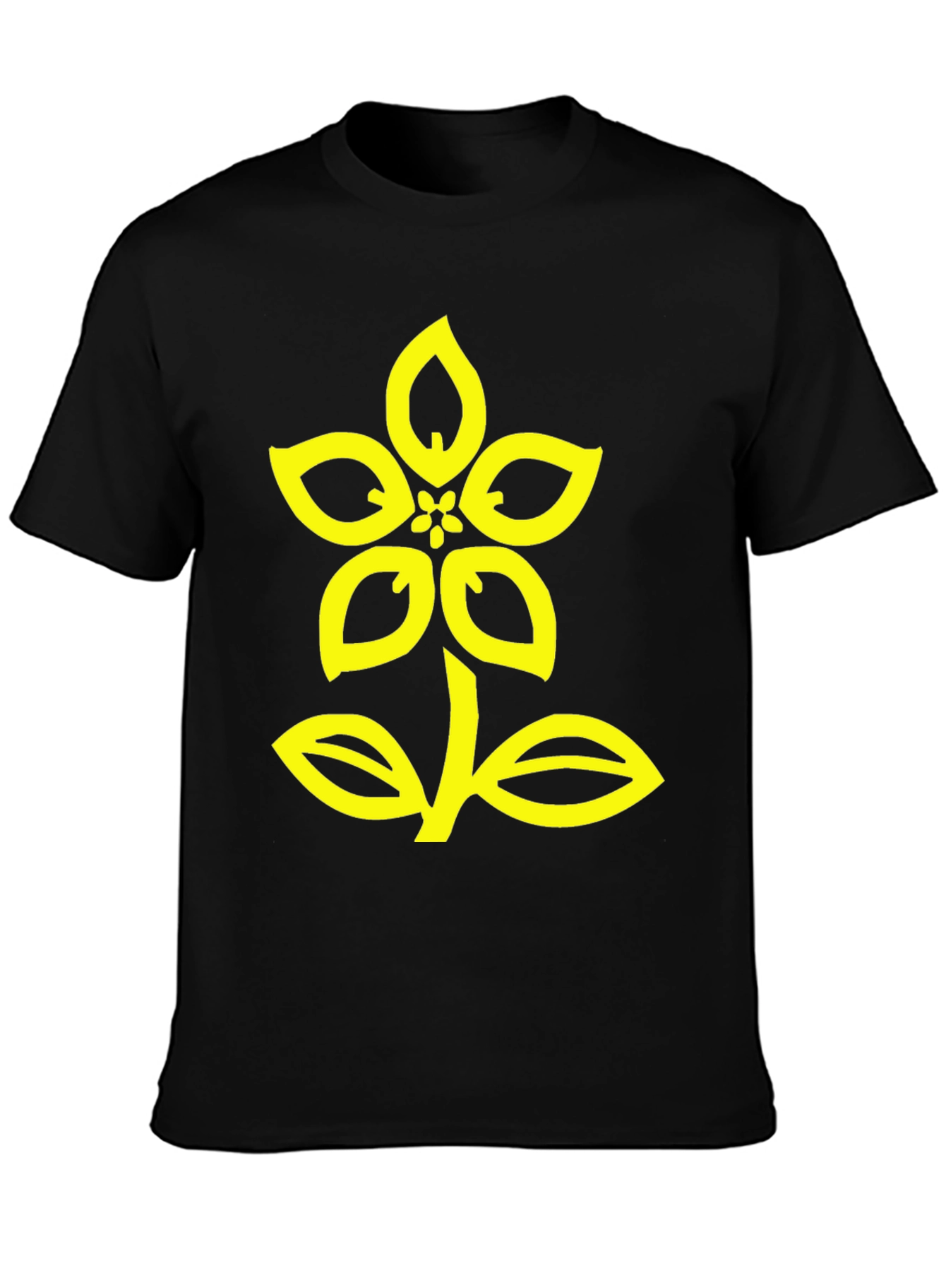 Black T-Shirt with Yellow Flower Design