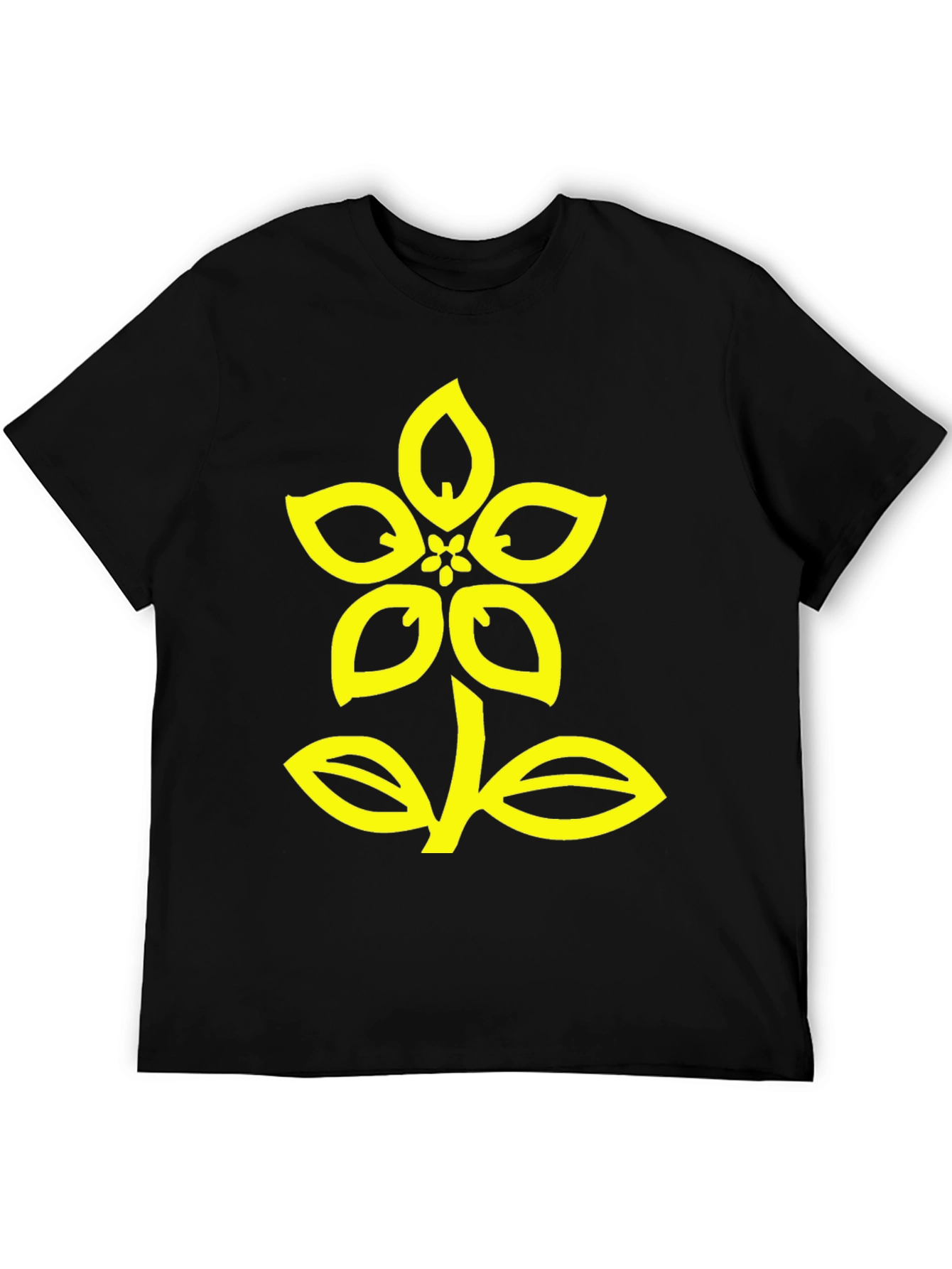 Black T-Shirt with Yellow Flower Design