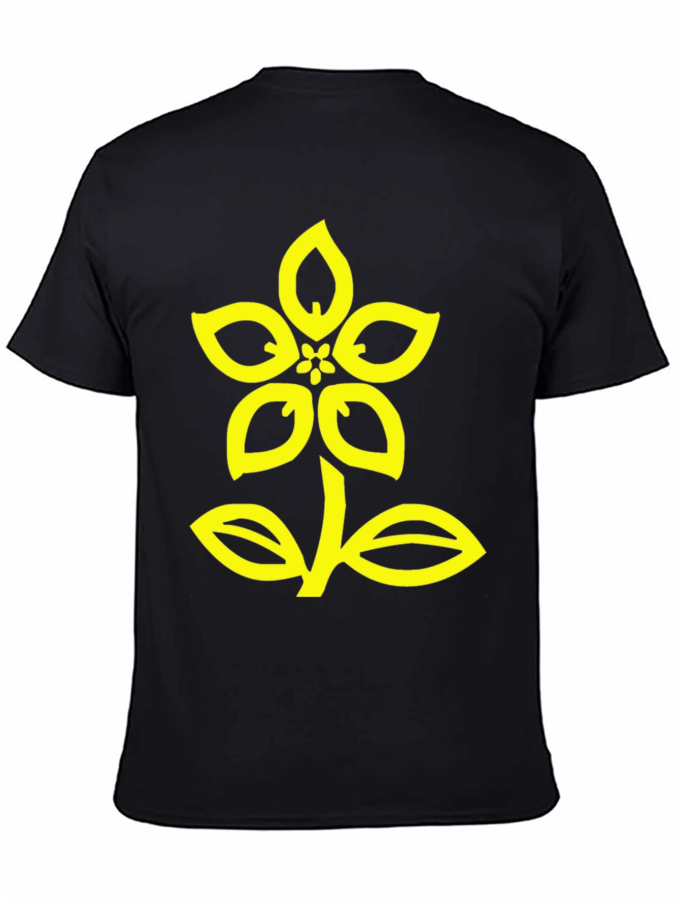 Black T-Shirt with Yellow Flower Design