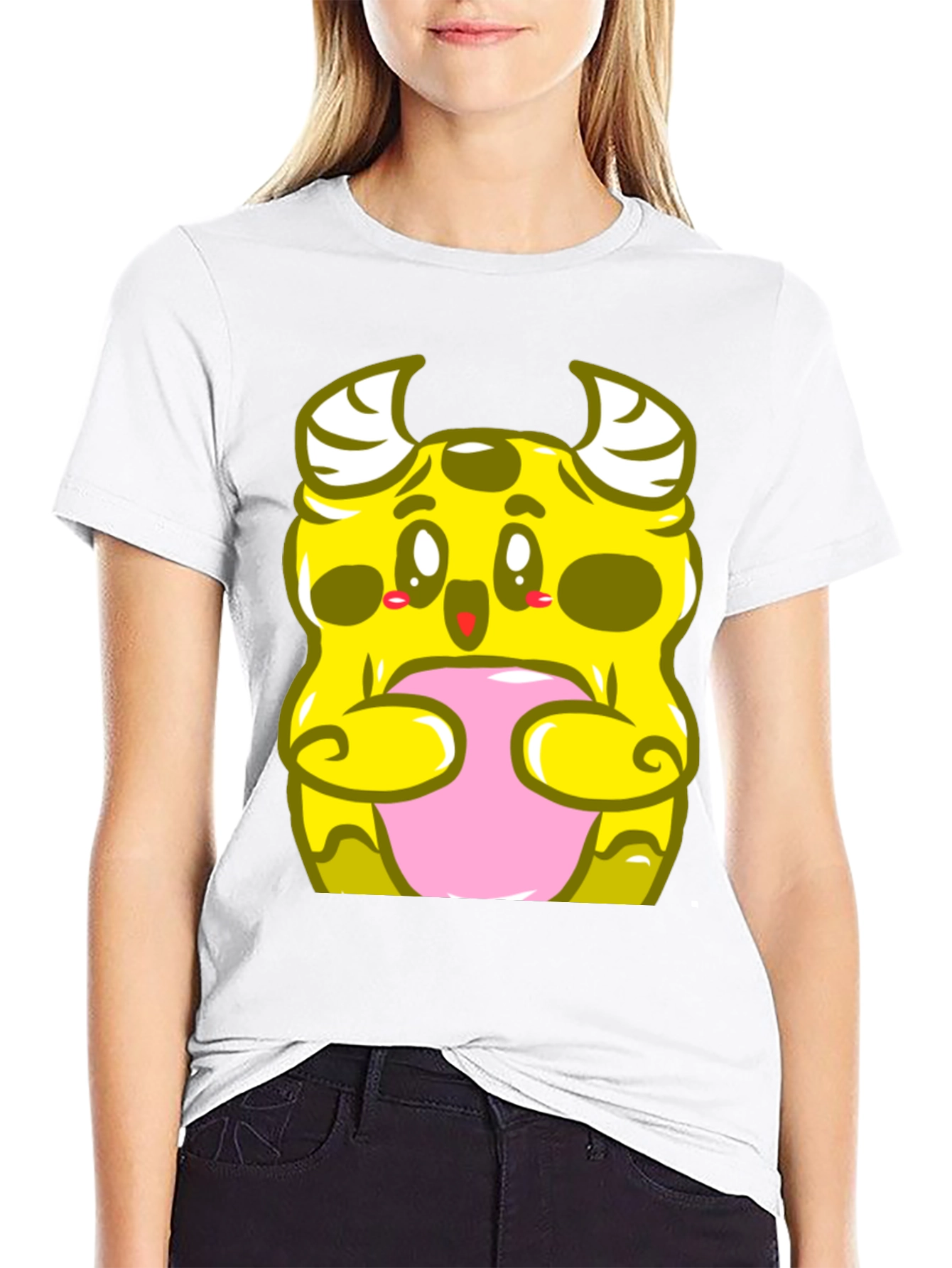 Cute Monster Graphic T-Shirt - Black Cotton Tee