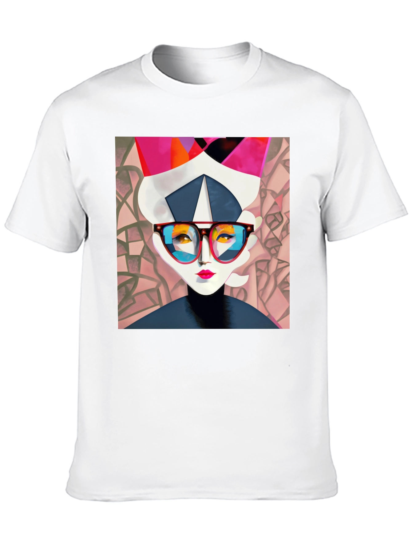 Abstract Woman Graphic Print Black Tee