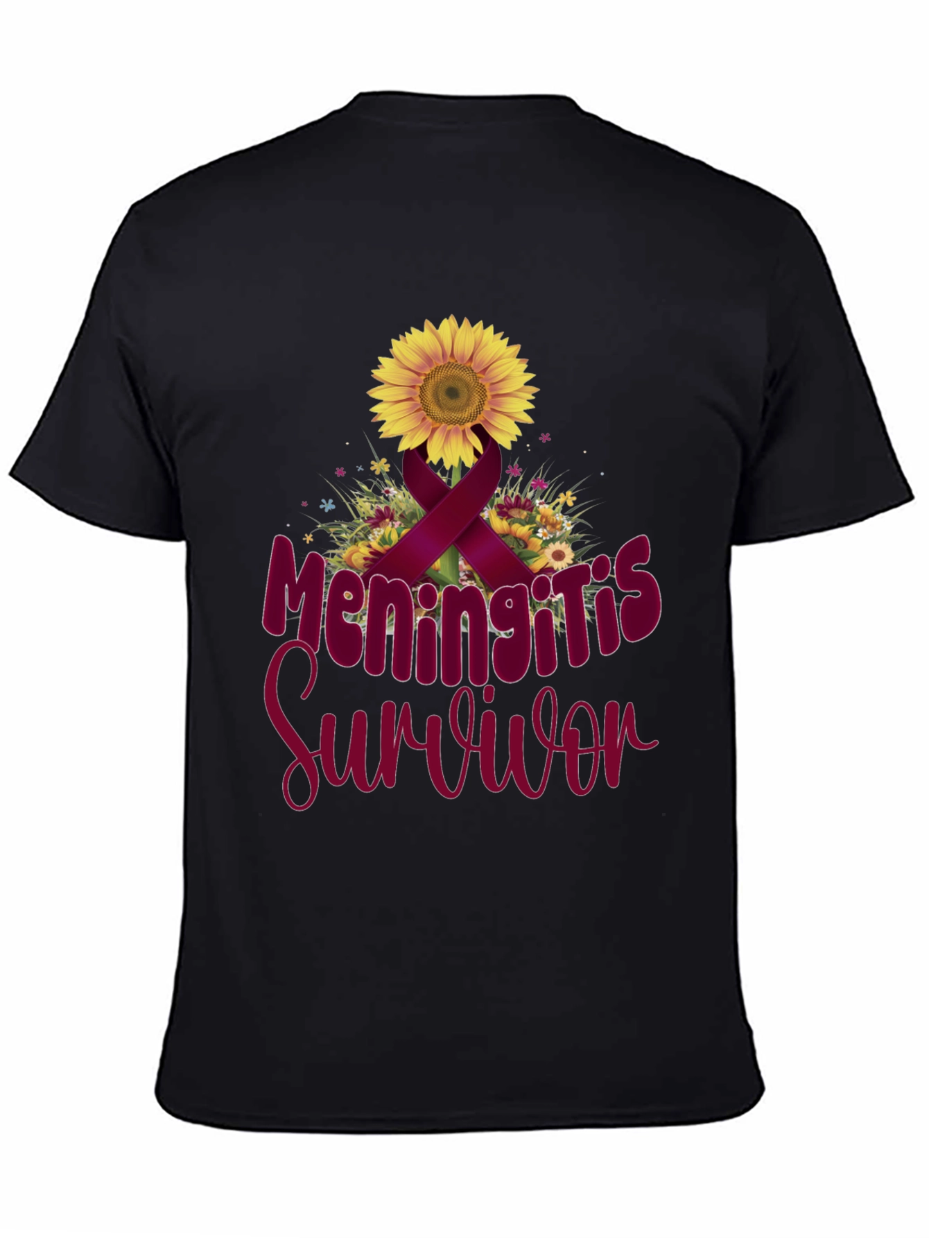 Meningitis Survivor Sunflower Ribbon T-Shirt