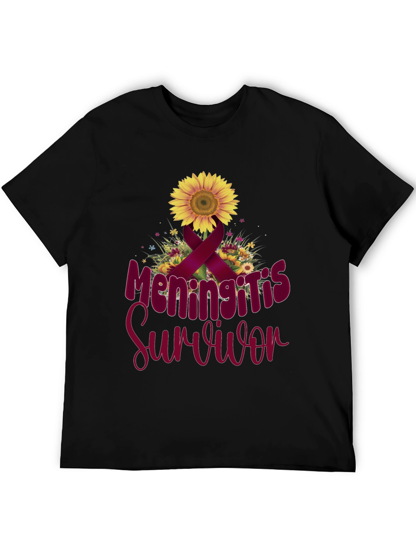 Meningitis Survivor Sunflower Ribbon T-Shirt