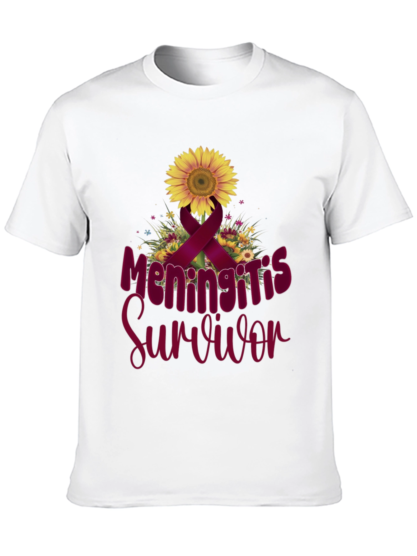 Meningitis Survivor Sunflower Ribbon T-Shirt