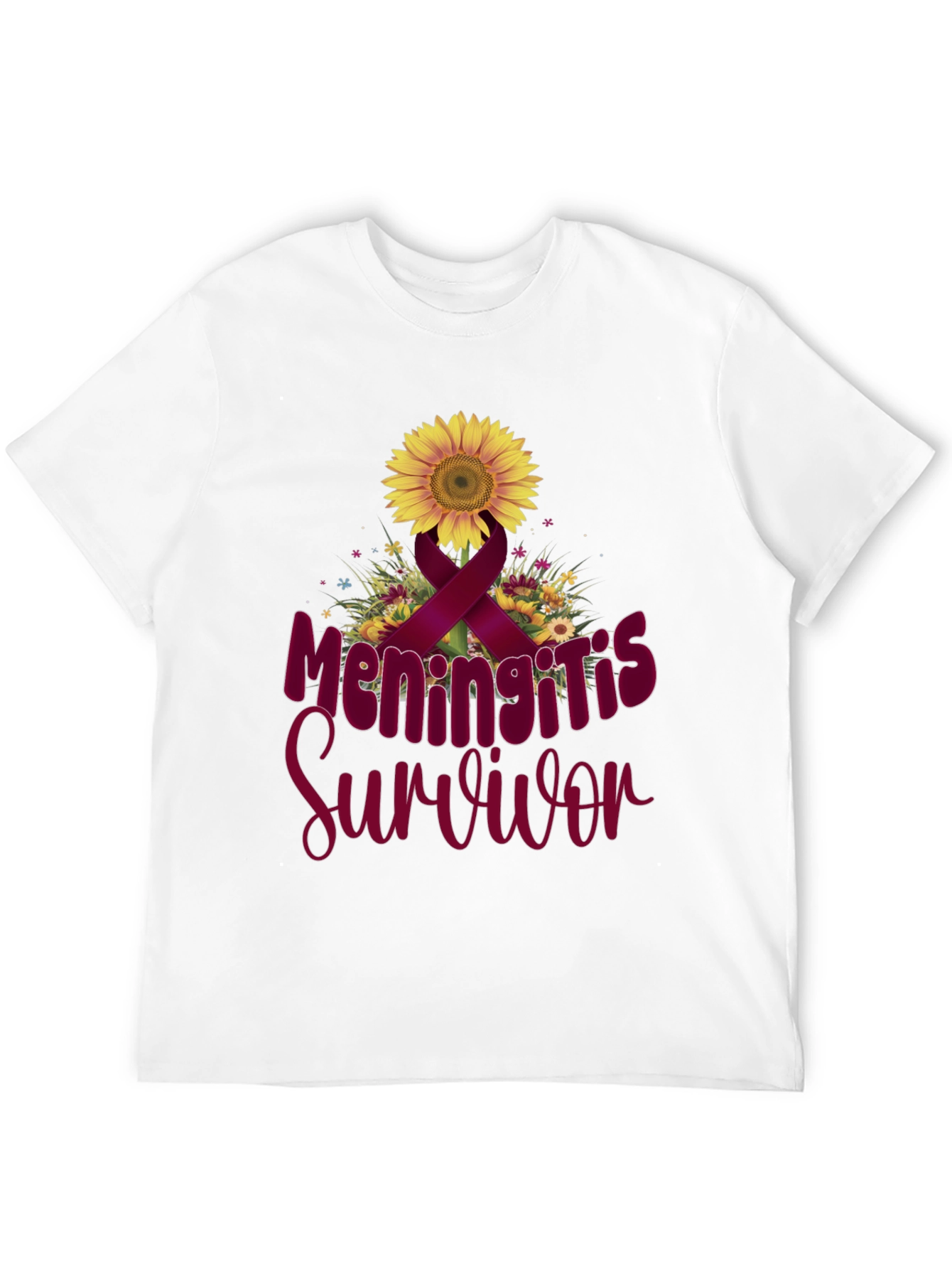 Meningitis Survivor Sunflower Ribbon T-Shirt