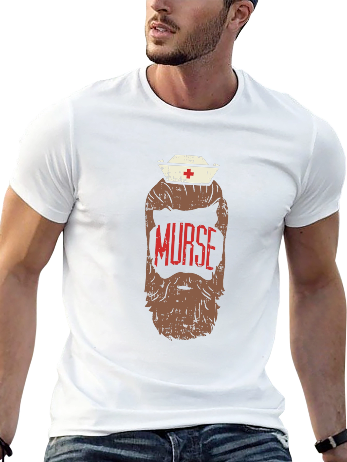 Murse Beard T-Shirt - Novelty Nurse Graphic Tee