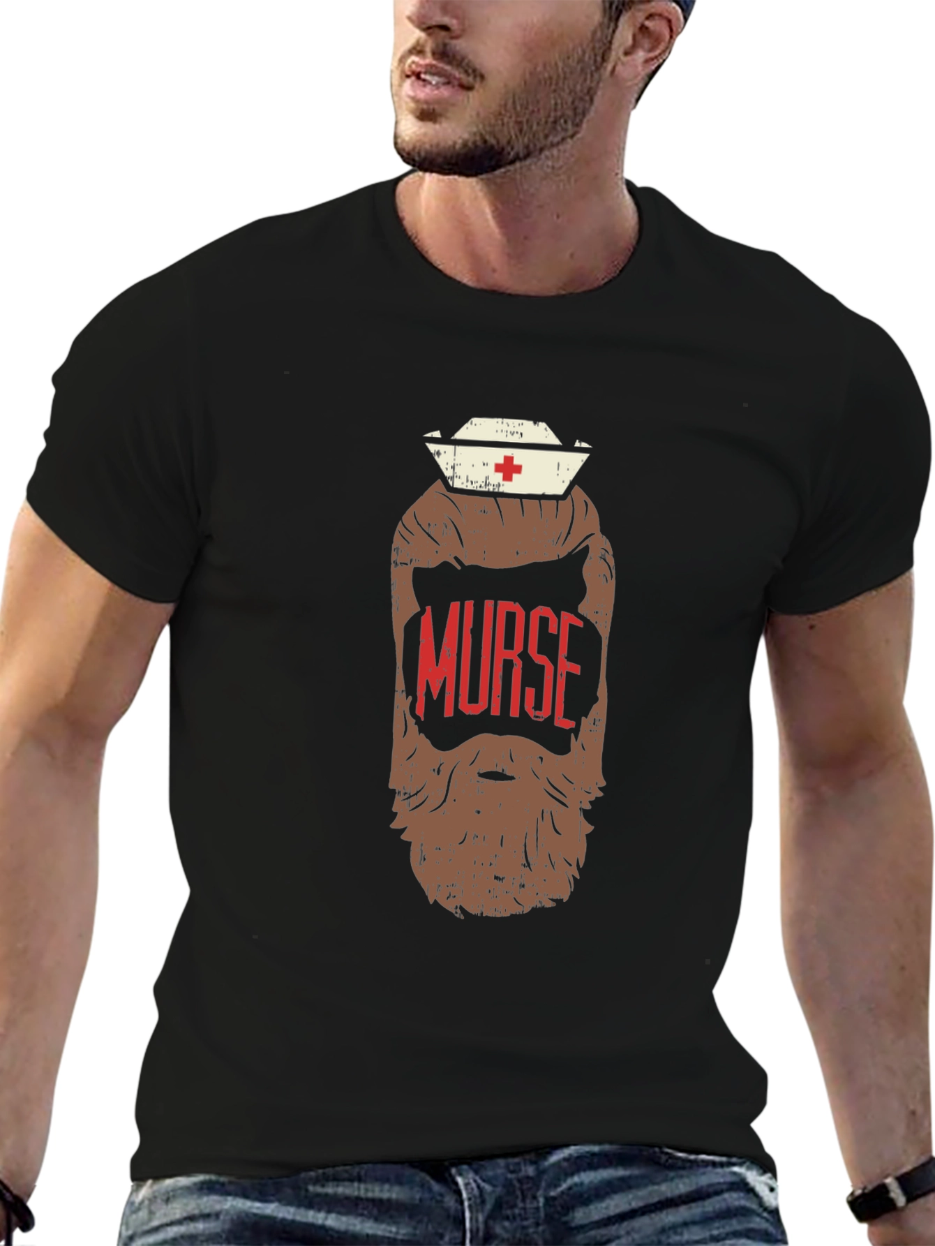 Murse Beard T-Shirt - Novelty Nurse Graphic Tee