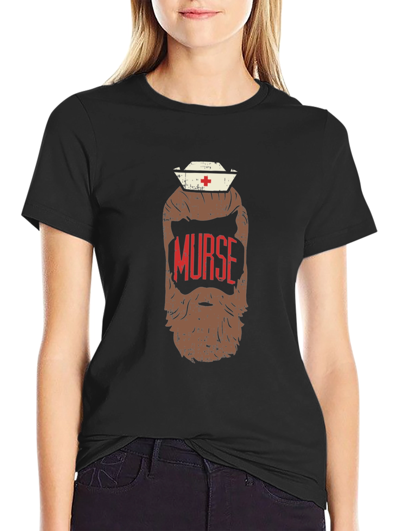 Murse Beard T-Shirt - Novelty Nurse Graphic Tee