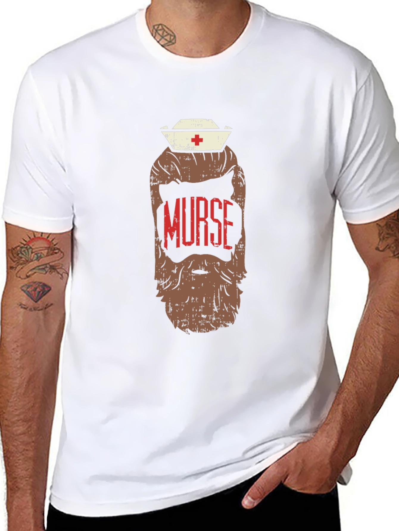 Murse Beard T-Shirt - Novelty Nurse Graphic Tee